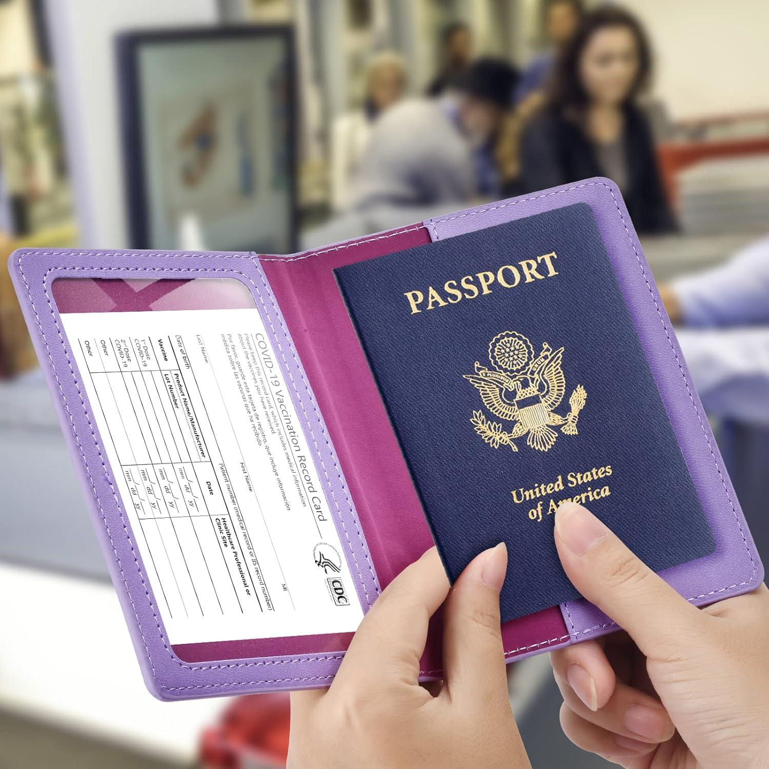 Funda de Pasaporte y Tarjeta de Vacunación Eoehro 2Pack