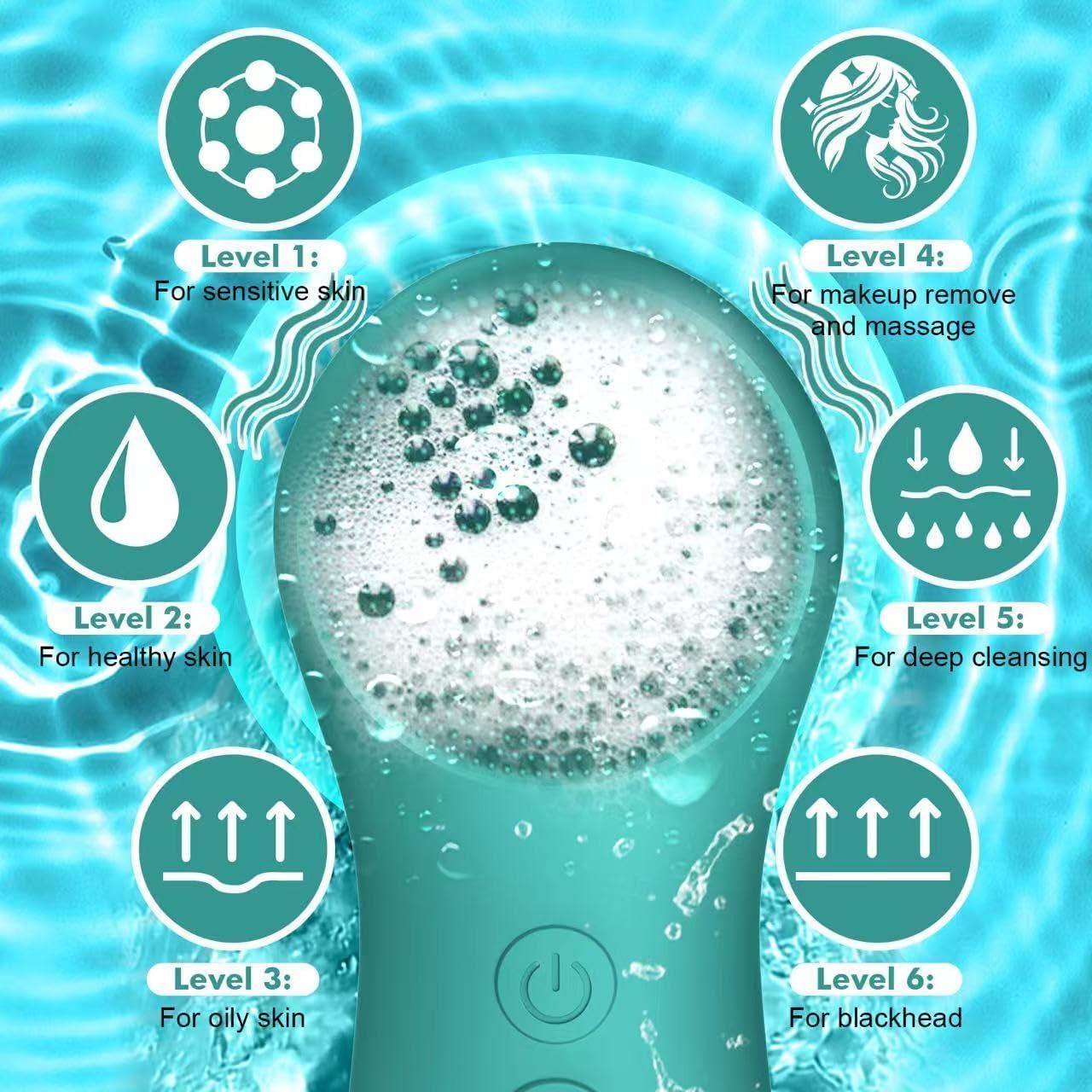 Cepillo Facial Eléctrico LZP de Silicona Impermeable 6 Velocidades