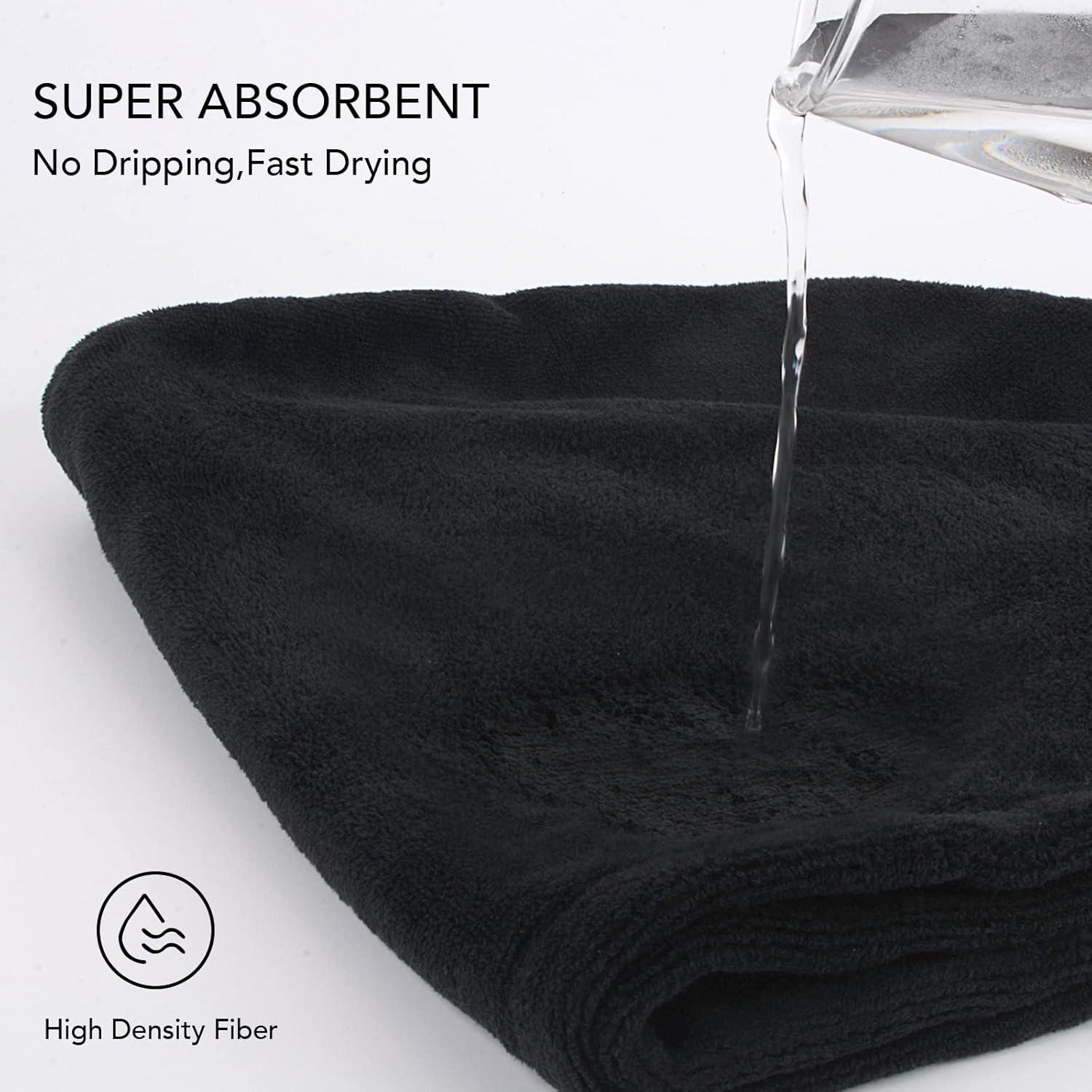 Capucha de Secado de Cabello Sinland Microfibra 3 Piezas Negra