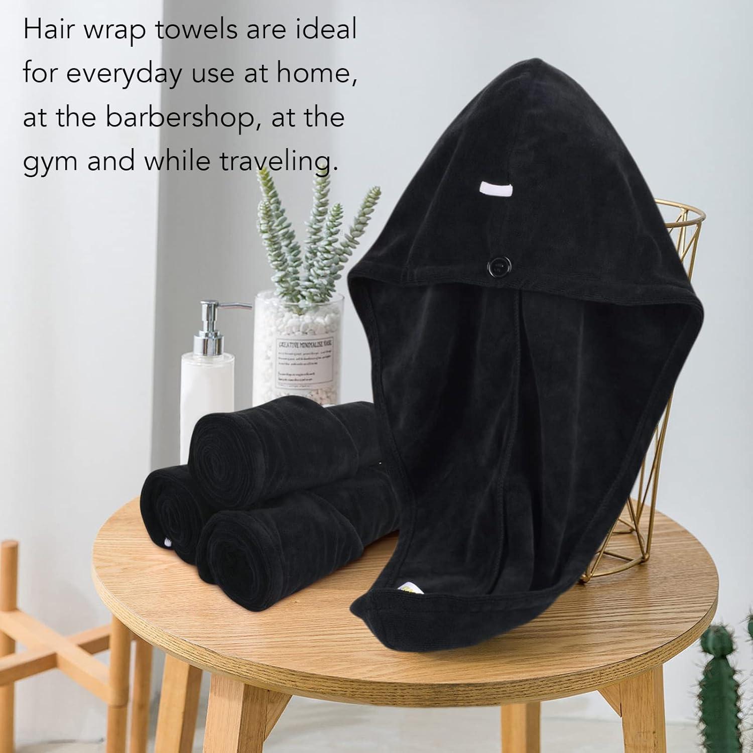 Capucha de Secado de Cabello Sinland Microfibra 3 Piezas Negra