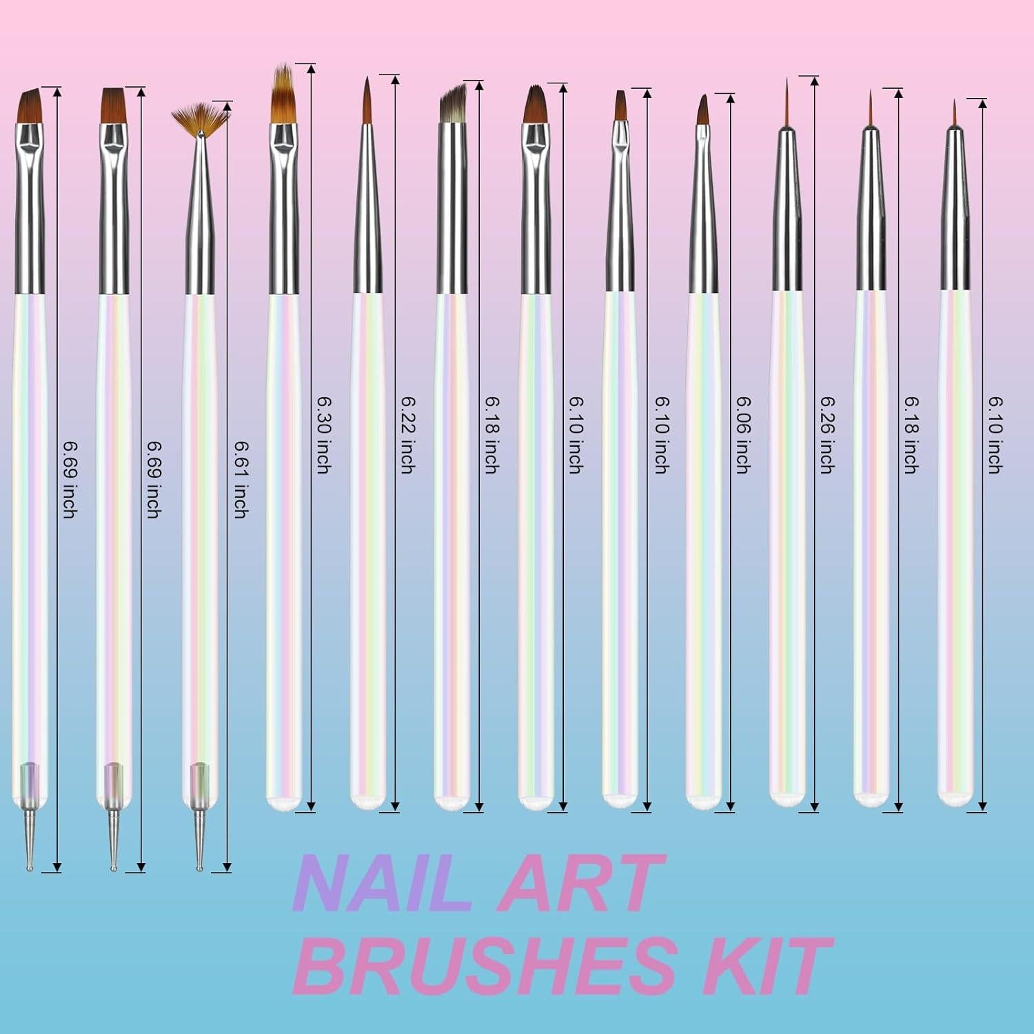 Set de Pinceles para Arte de Uñas Artdone 12 PCS Profesional