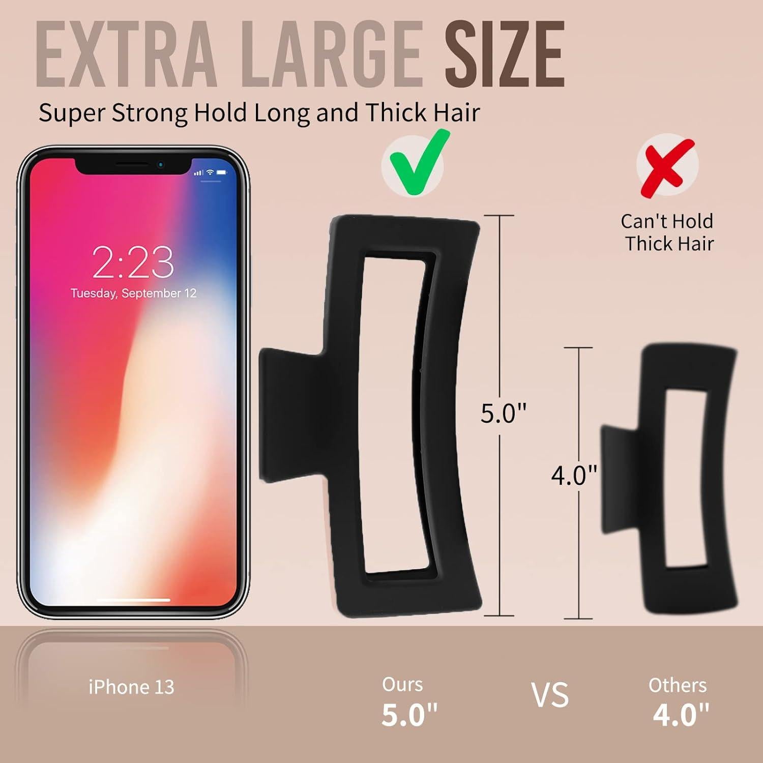 Pinzas de Garra Jumbo XL ZYTJ Negras para Cabello Grueso