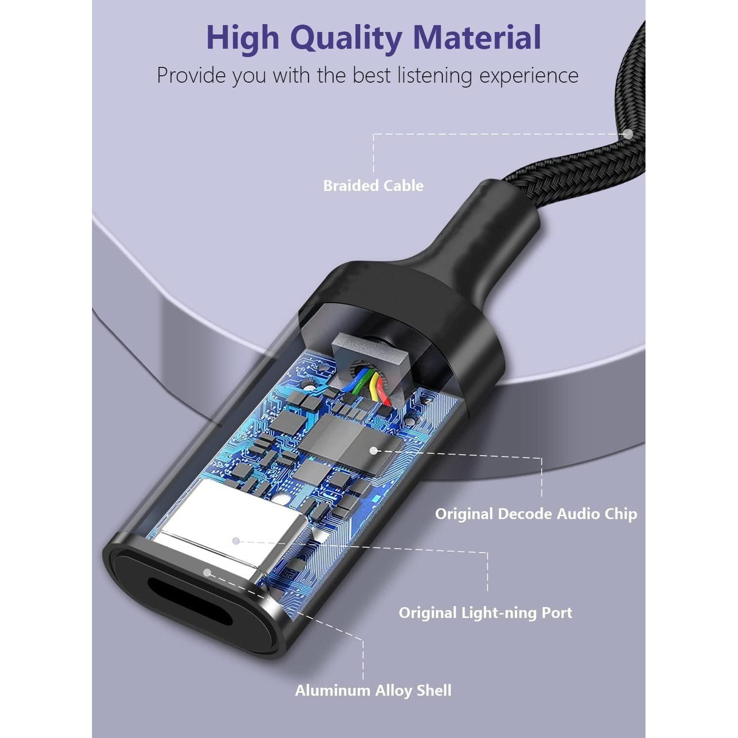 Adaptador de Audio USB C a Lightning LecLooc HiFi Gris