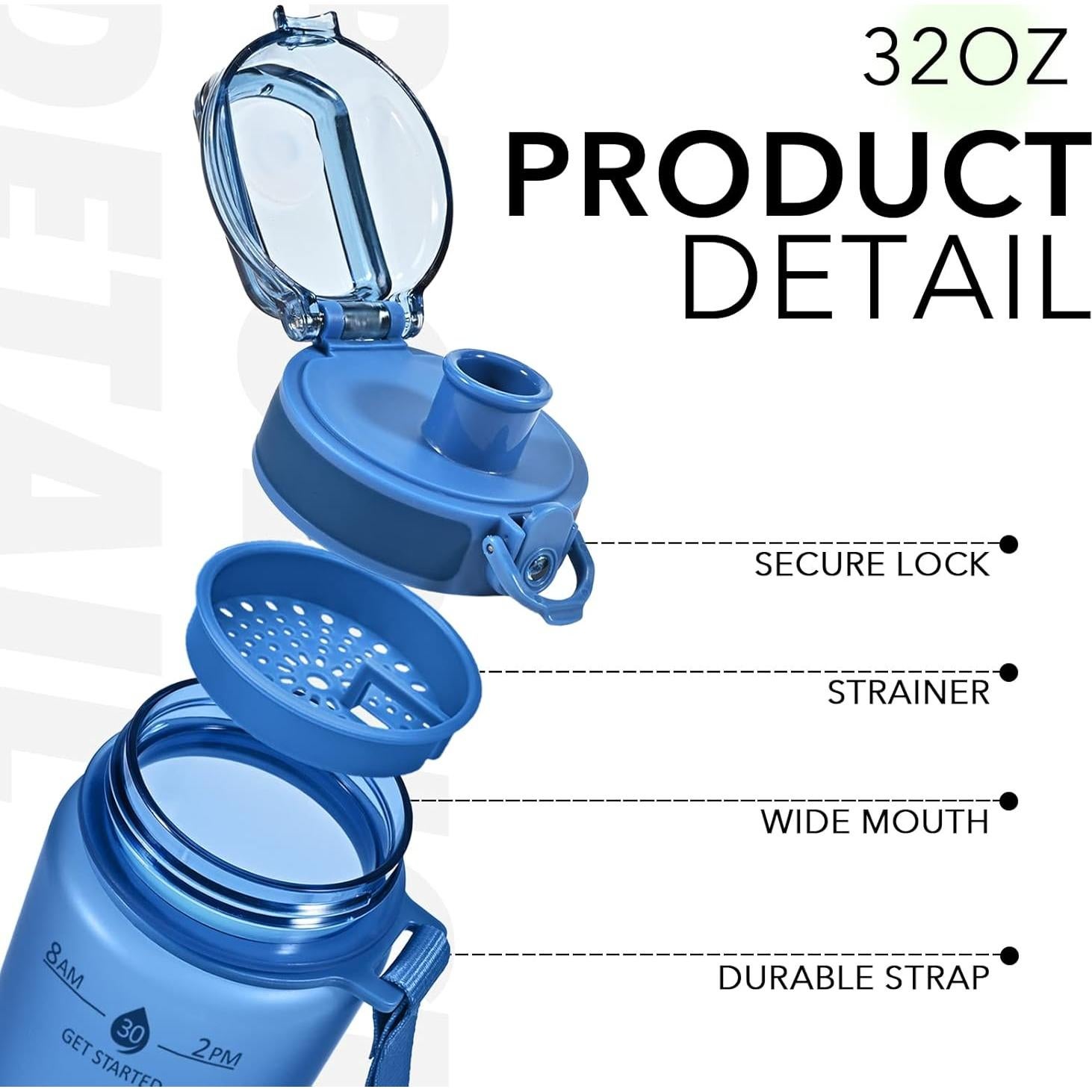 Botella de Agua Motivacional Alwager 32oz a Prueba de Fugas