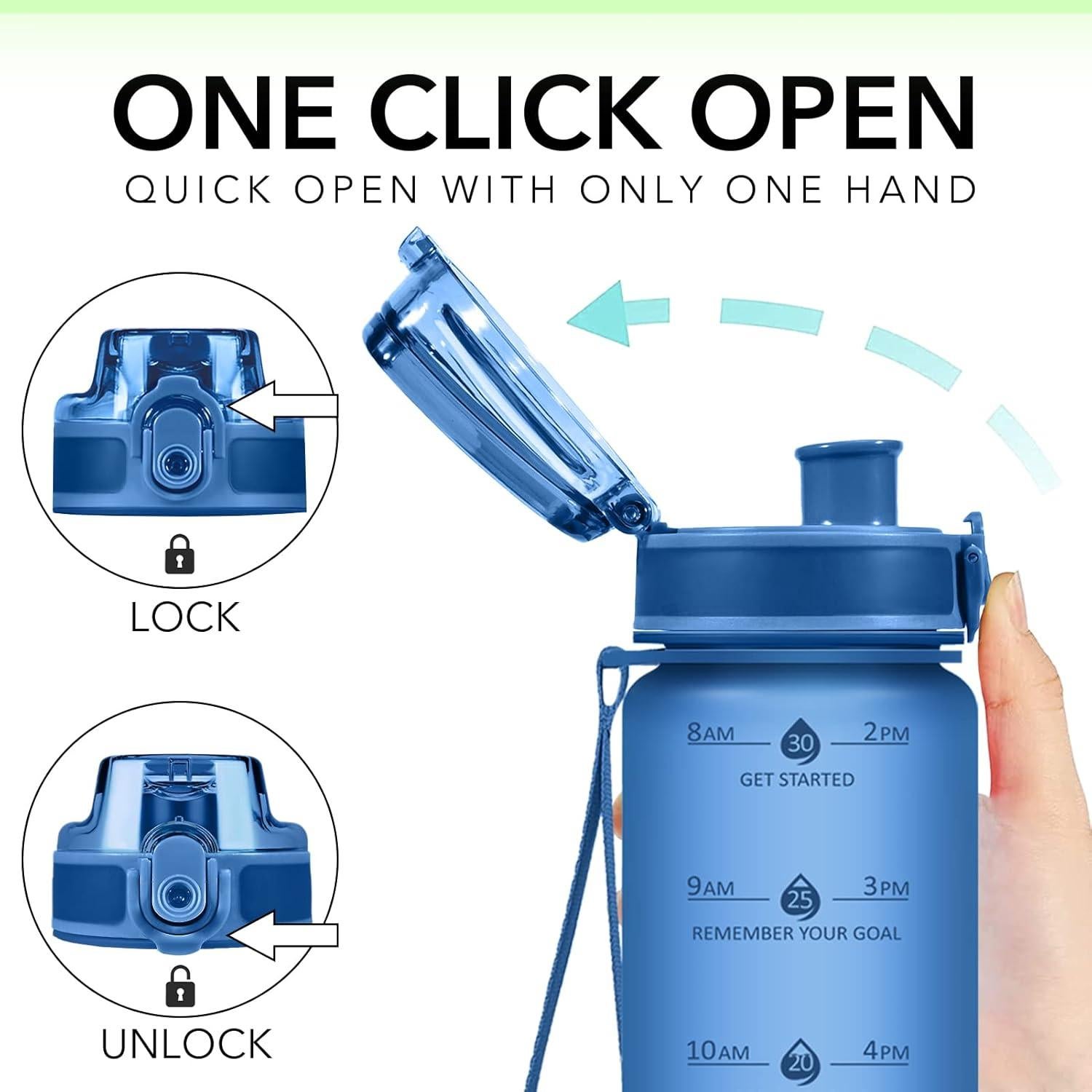 Botella de Agua Motivacional Alwager 32oz a Prueba de Fugas