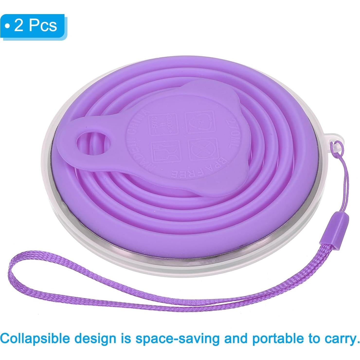 Taza Plegable de Silicona PATIKIL 270mL 2 Unidades Púrpura