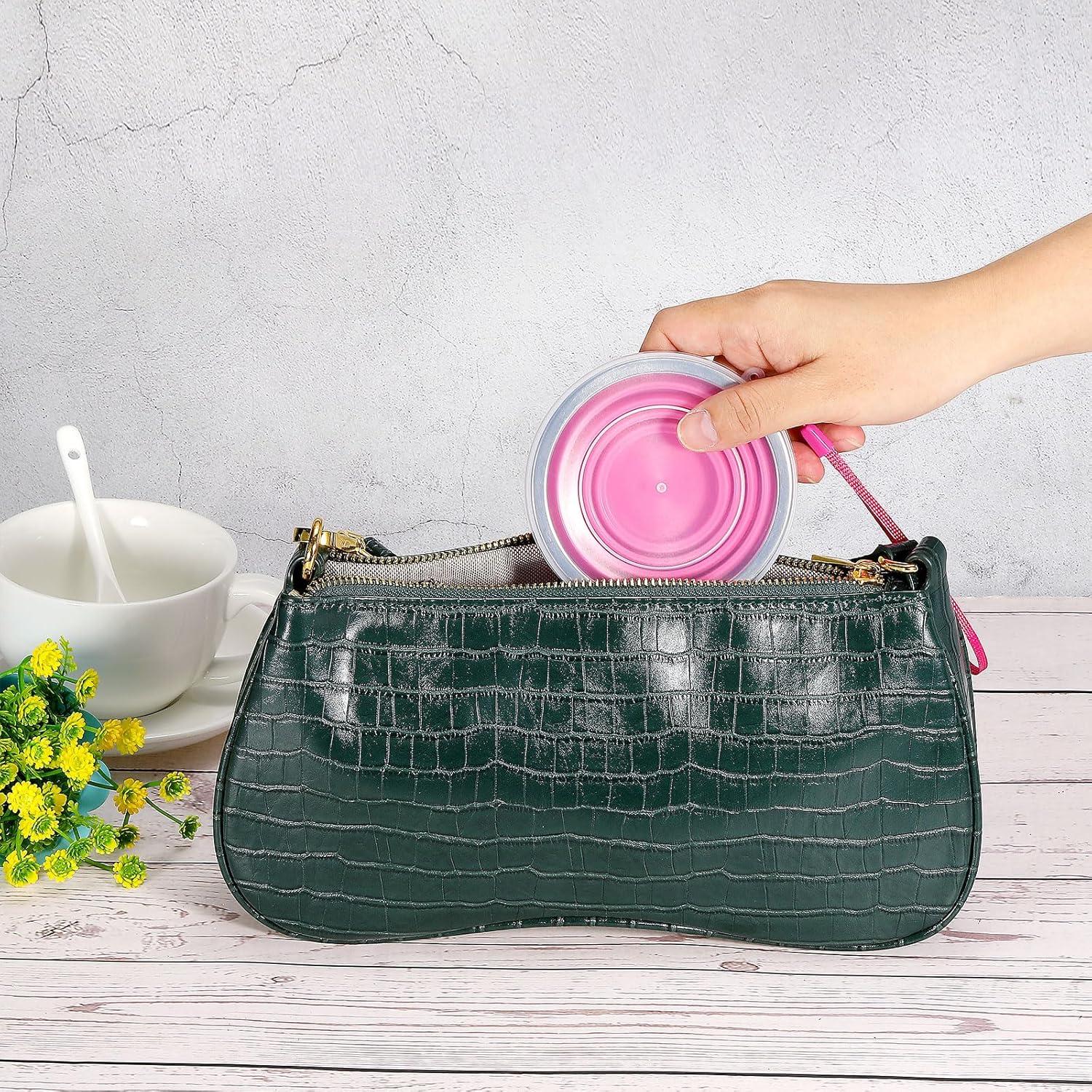 Taza Plegable de Silicona PATIKIL 270mL 2 Unidades Púrpura