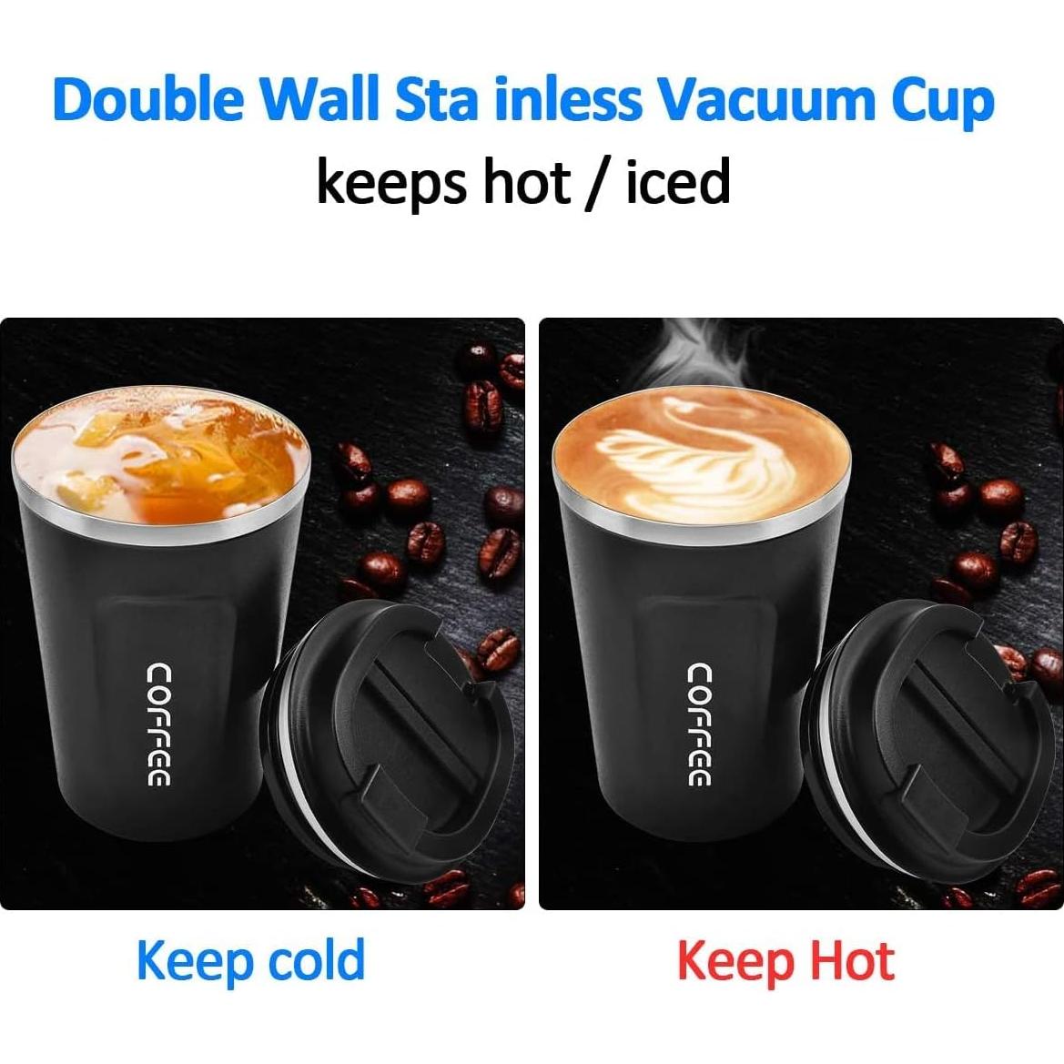 Taza de viaje aislada RNGODO 380ml acero inoxidable negra