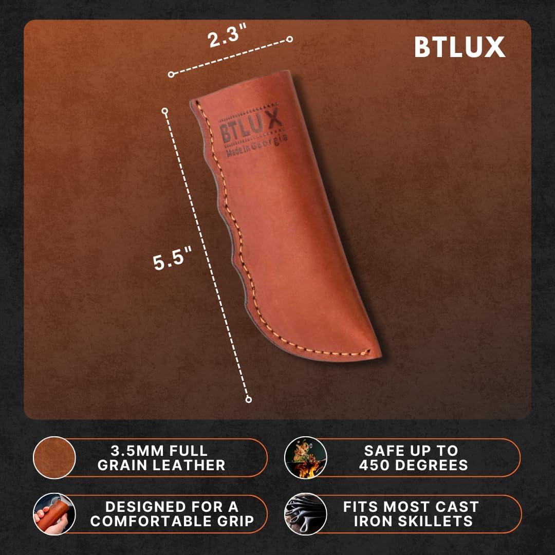 Funda de Mango de Hierro Fundido BTLUX - Cuero Resistente al Calor
