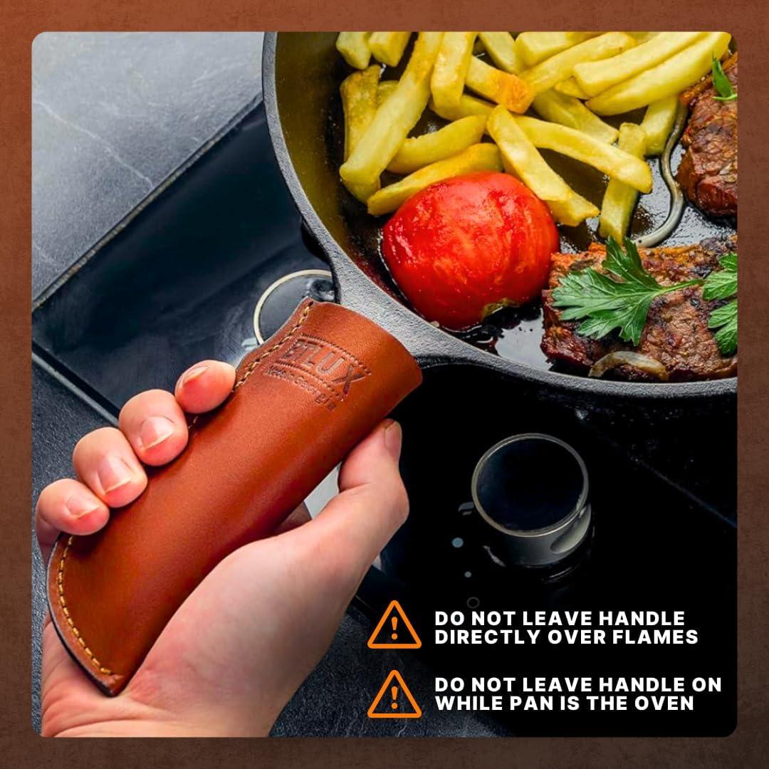 Funda de Mango de Hierro Fundido BTLUX - Cuero Resistente al Calor