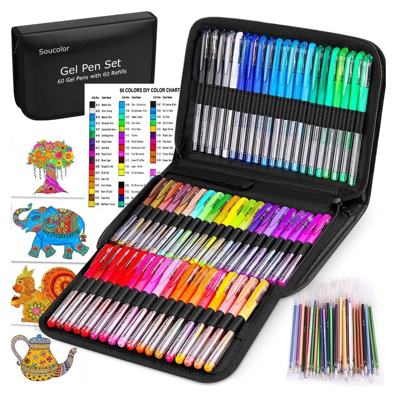 Set de 120 Bolígrafos de Gel Soucolor Multicolor con Estuche