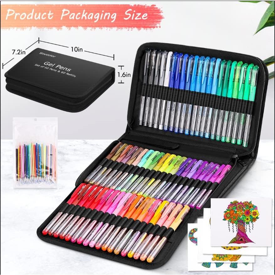 Set de 120 Bolígrafos de Gel Soucolor Multicolor con Estuche