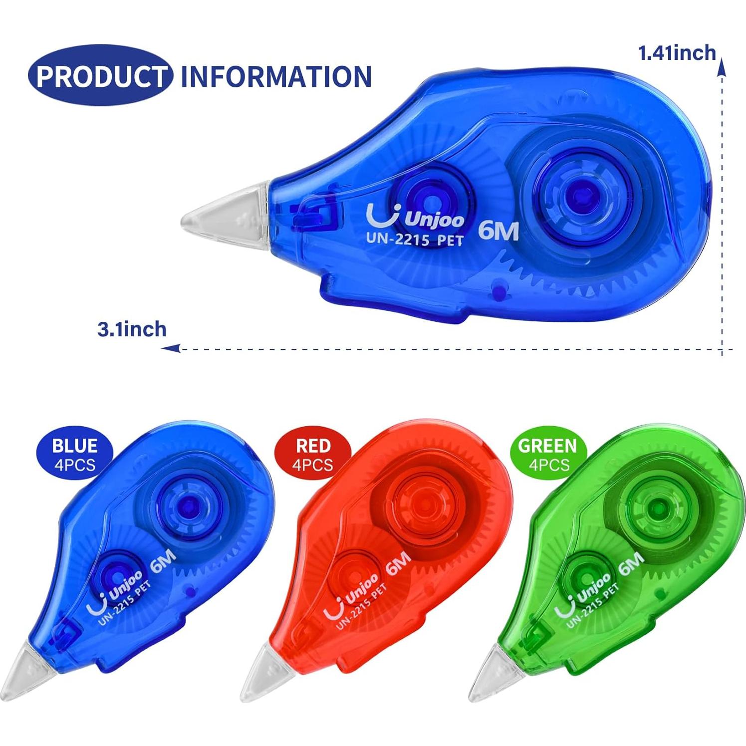 Dispenser Cinta Correctora Unjoo 12 Piezas 0.5cm Blanca