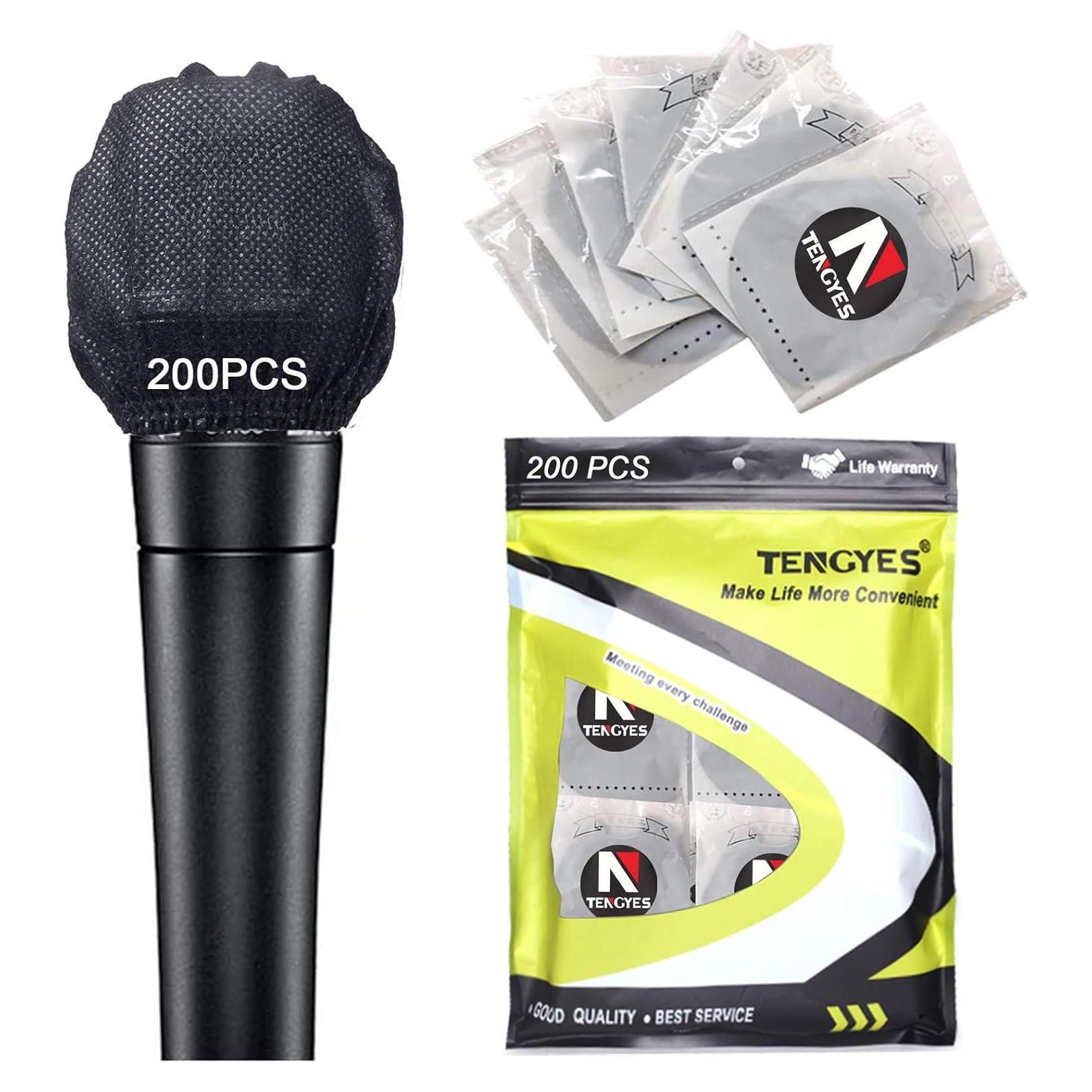 200 Cubiertas Desechables para Micrófono TENGYES Negro