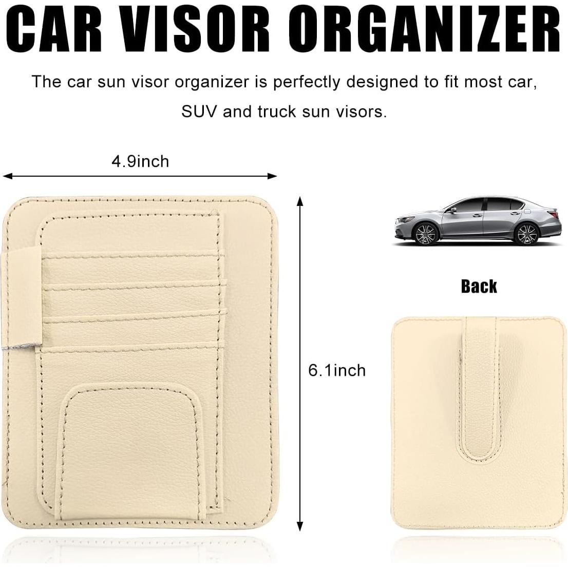Organizador de Visera de Coche Povtii Beige Multifuncional