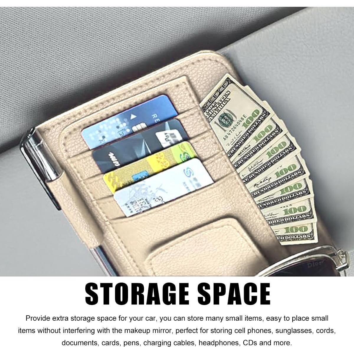 Organizador de Visera de Coche Povtii Beige Multifuncional