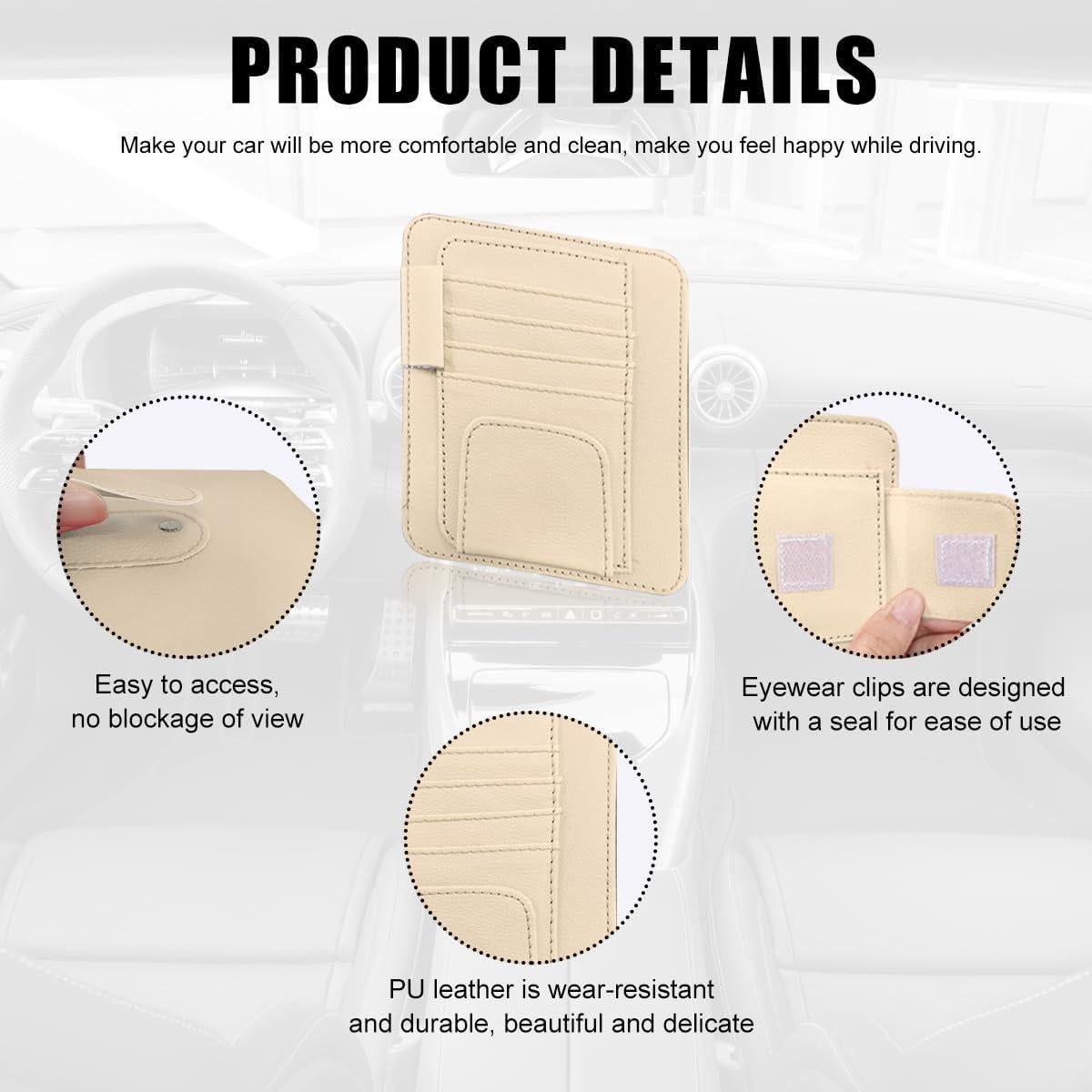 Organizador de Visera de Coche Povtii Beige Multifuncional