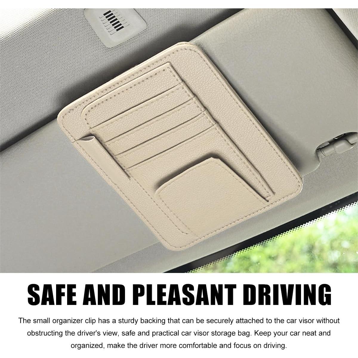 Organizador de Visera de Coche Povtii Beige Multifuncional
