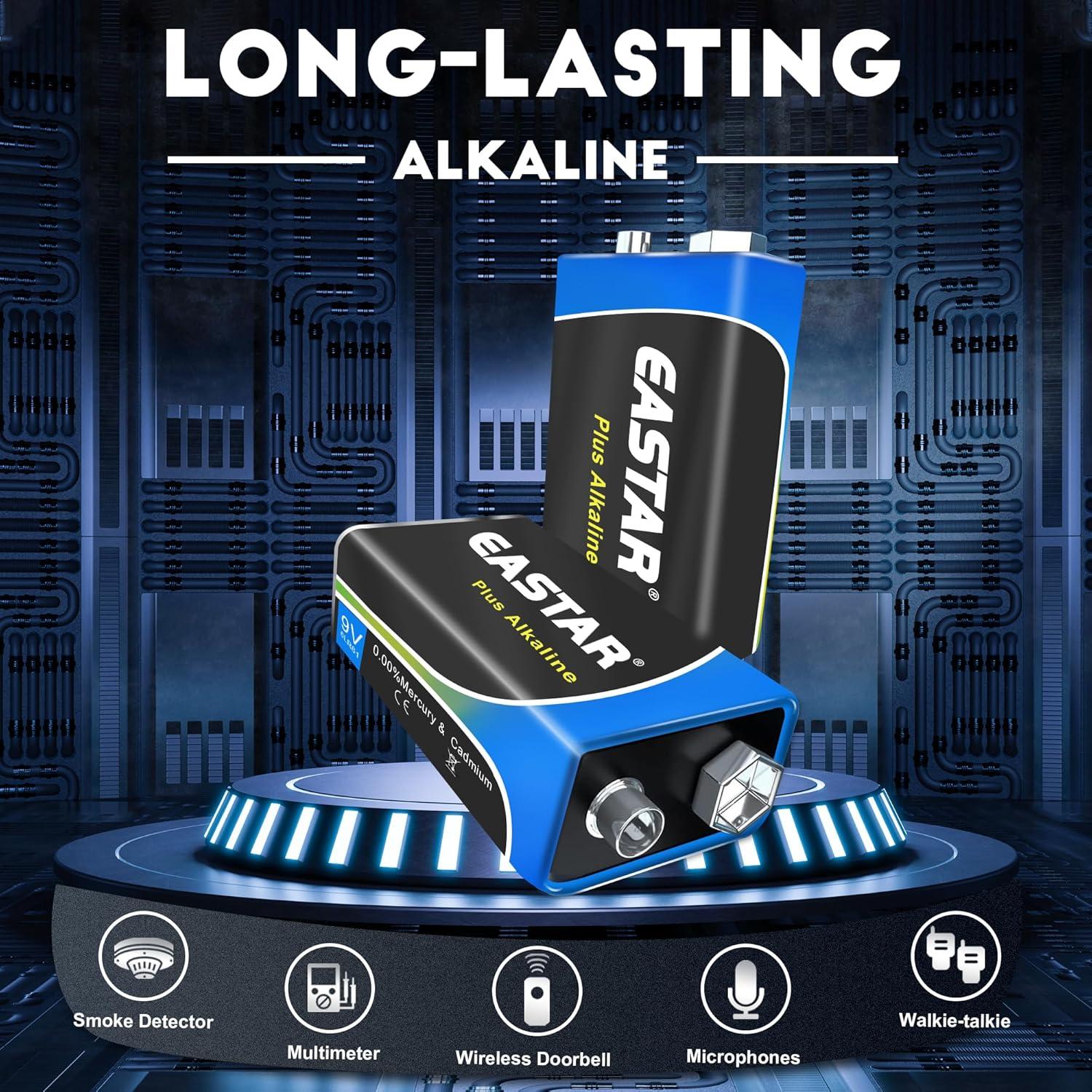 Baterías Alcalinas 9V Eastar BTS - Paquete de 2, Duraderas y Seguras