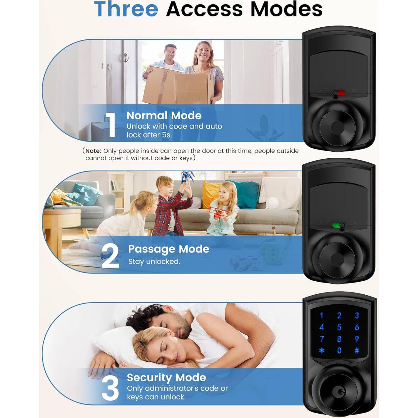 Cerradura Inteligente Hidalife HL-669K Negra Mate Teclado