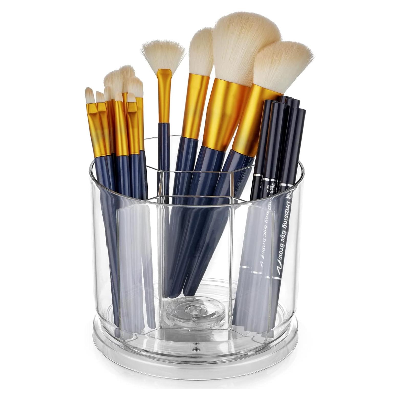 Organizador de Brochas de Maquillaje VANZAVANZU Transparente 360°