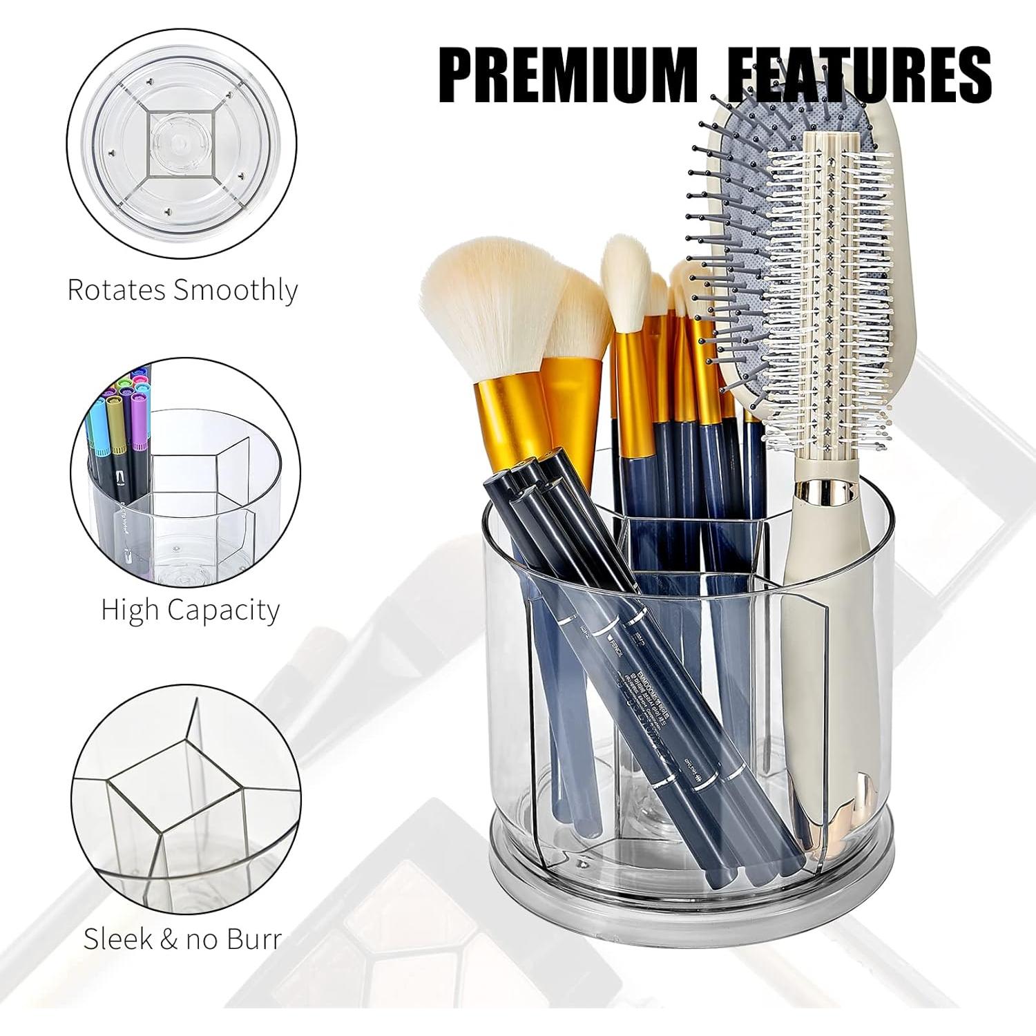 Organizador de Brochas de Maquillaje VANZAVANZU Transparente 360°