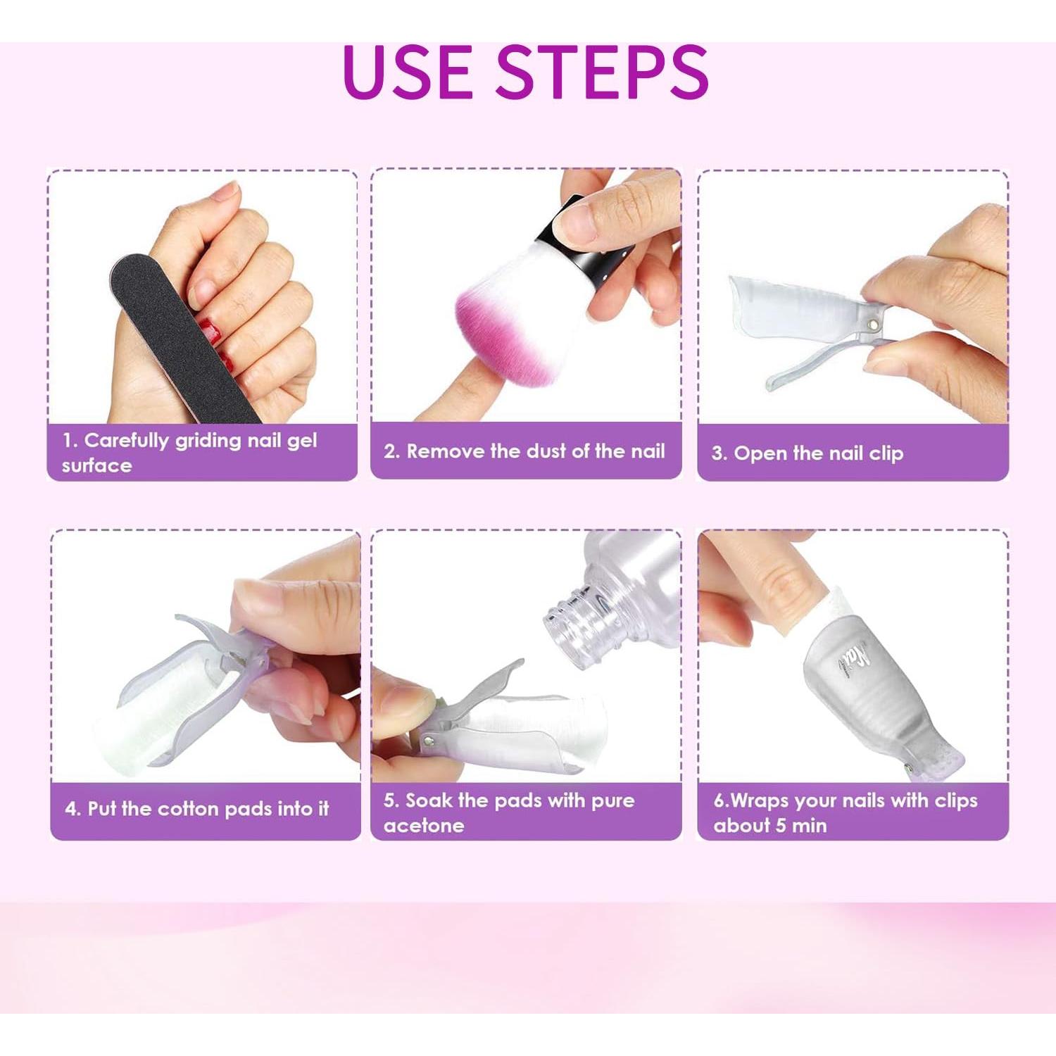Kit de Clips Reutilizables para Quitar Esmalte de Uñas de Pies - SMSMYXF