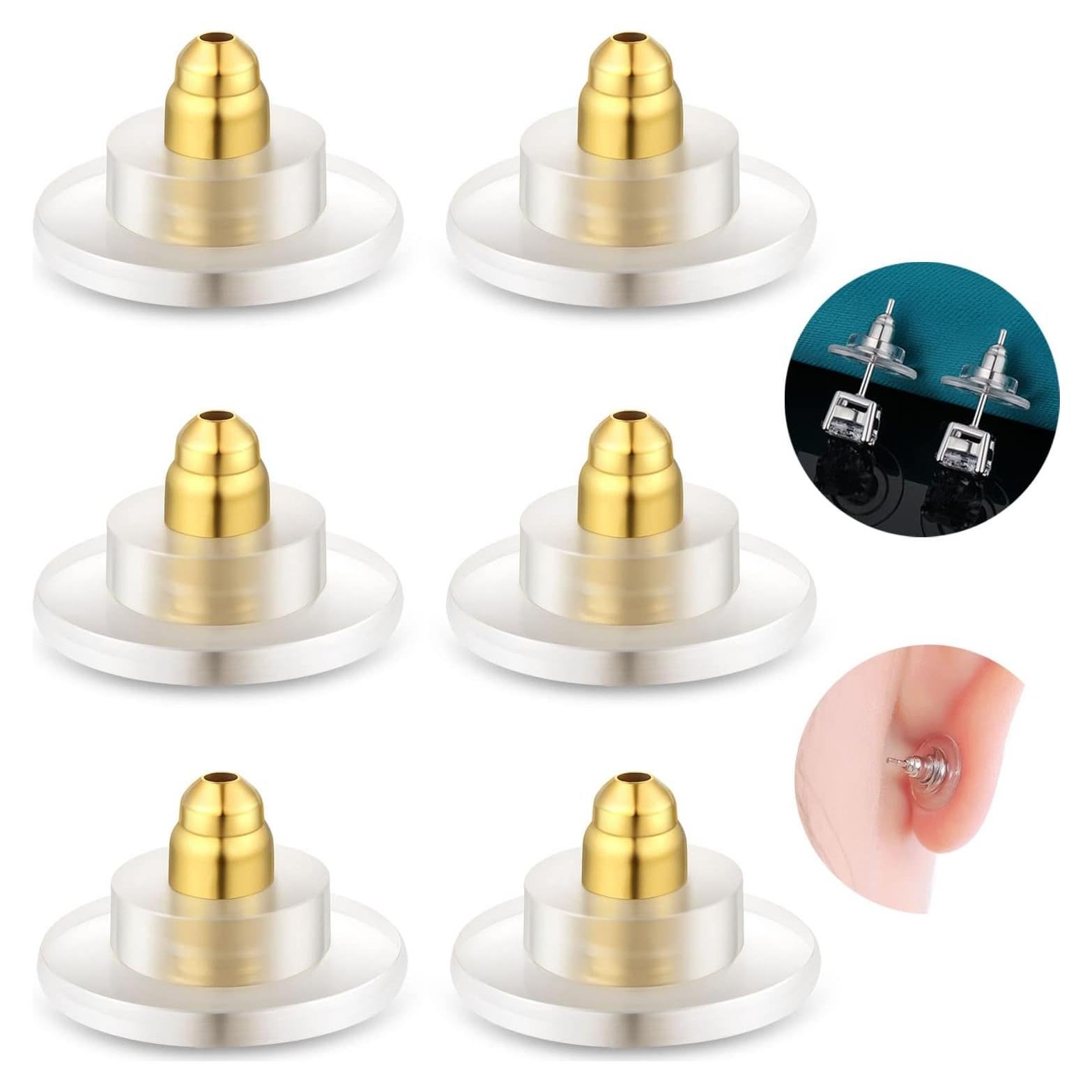 3 Pares de Respaldos de Pendientes Catinee Plata 925 Oro 14K