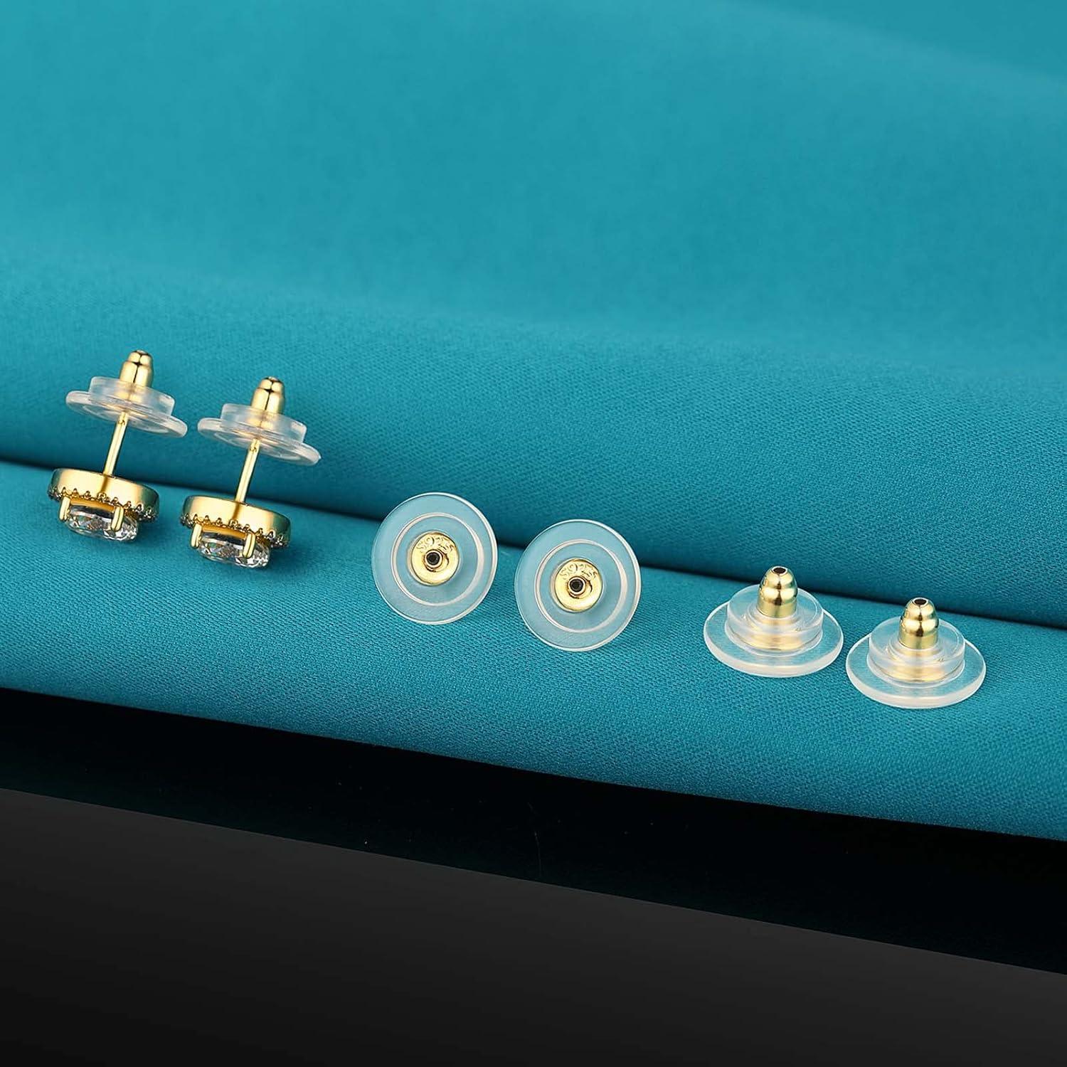 3 Pares de Respaldos de Pendientes Catinee Plata 925 Oro 14K