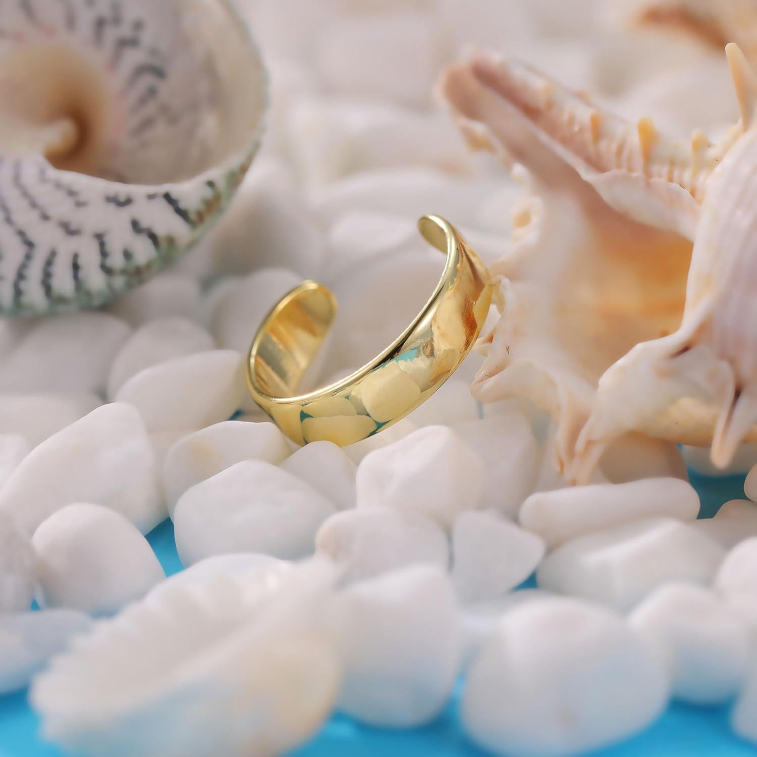 Anillos de dedo del pie PLOMFOV oro 14K ajustables para mujeres