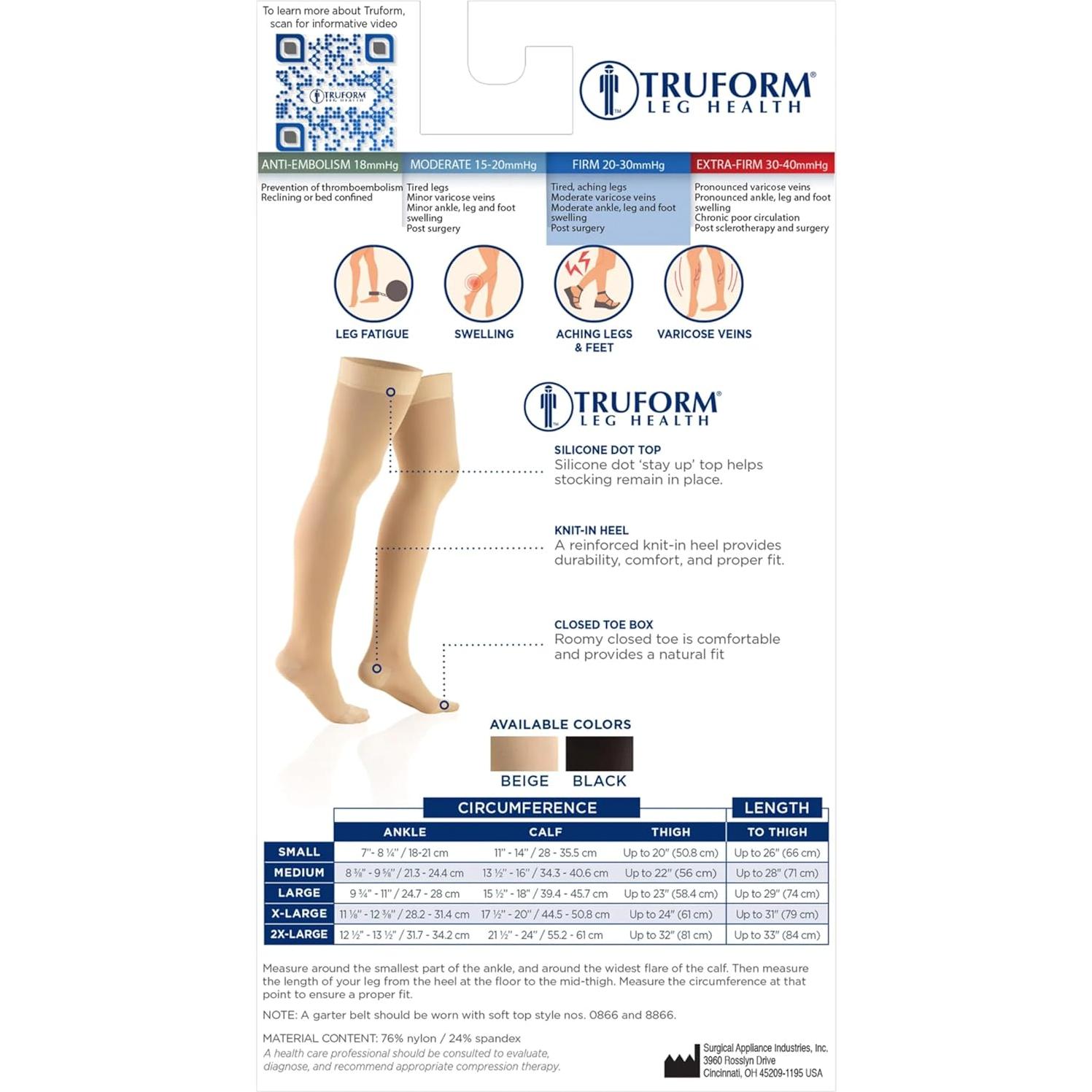 Medias de Compresión Truform 8868 20-30 mmHg Unisex Beige Pequeño