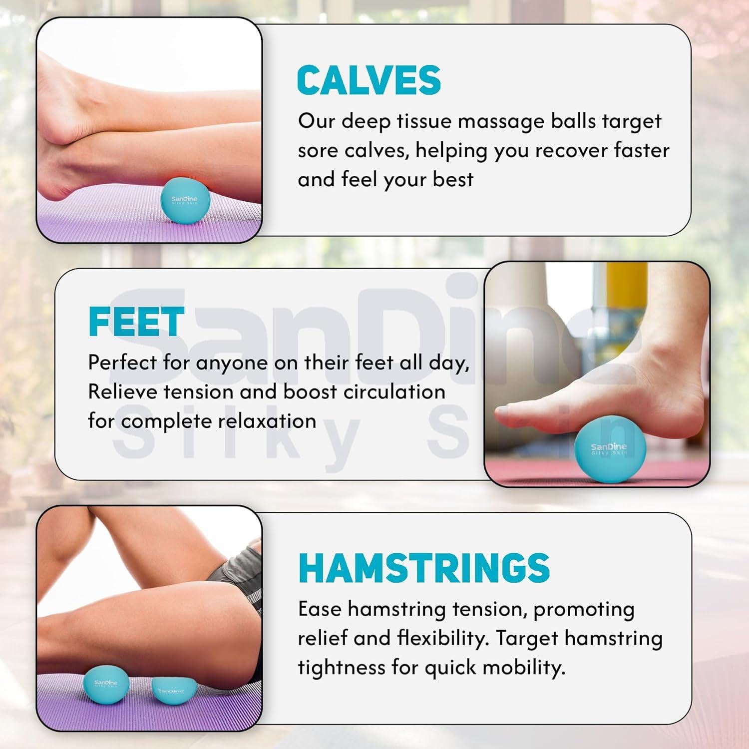 Pelotas de Masaje Lacrosse Sandine 6.35 cm 2 Pack Azul