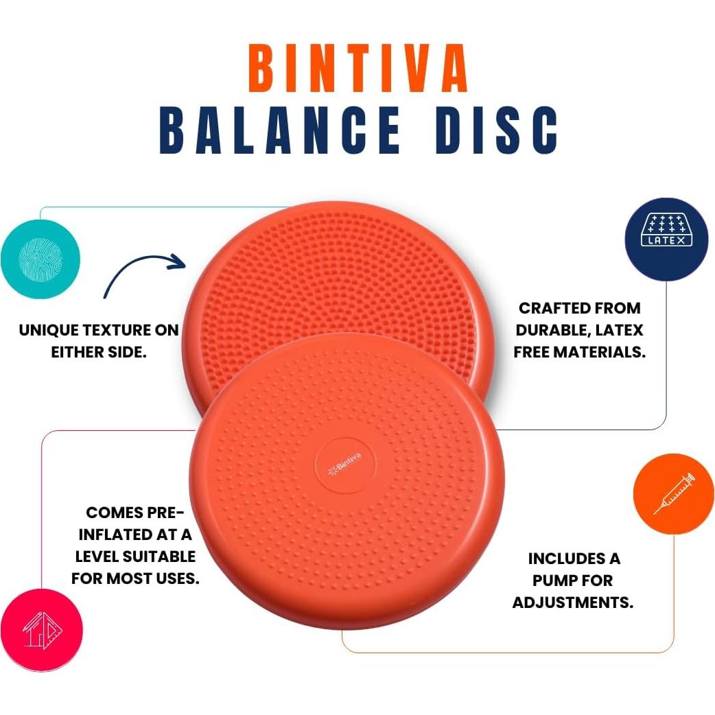 Disco de Equilibrio Bintiva 33 cm - Almohadilla Ergonómica