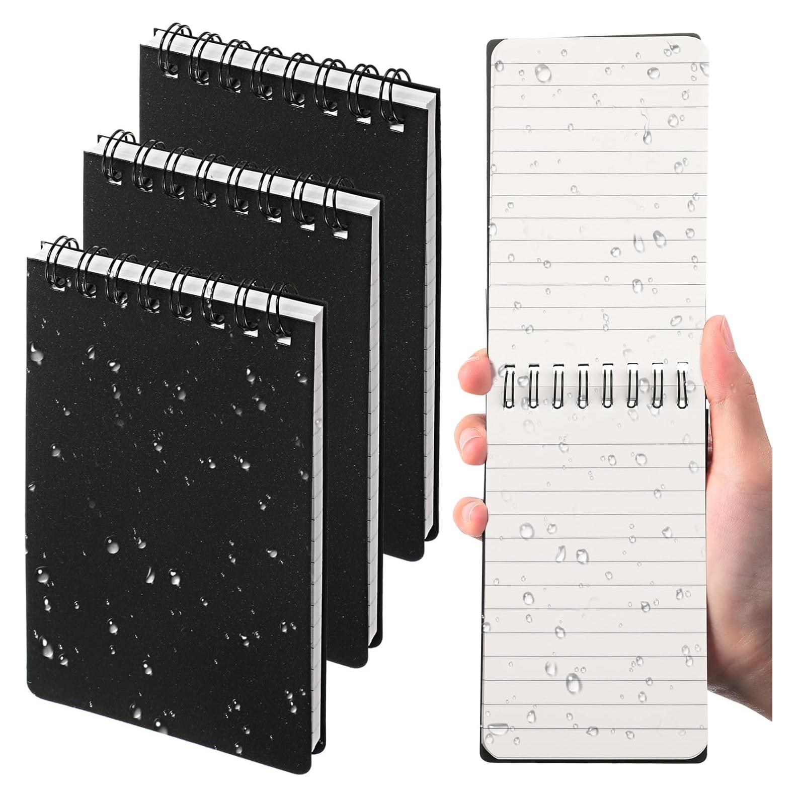 Geyoga Cuadernos Impermeables 3x5 Negro - Paquete de 3