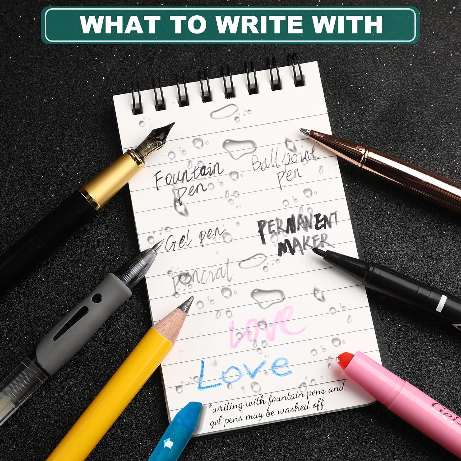 Geyoga Cuadernos Impermeables 3x5 Negro - Paquete de 3