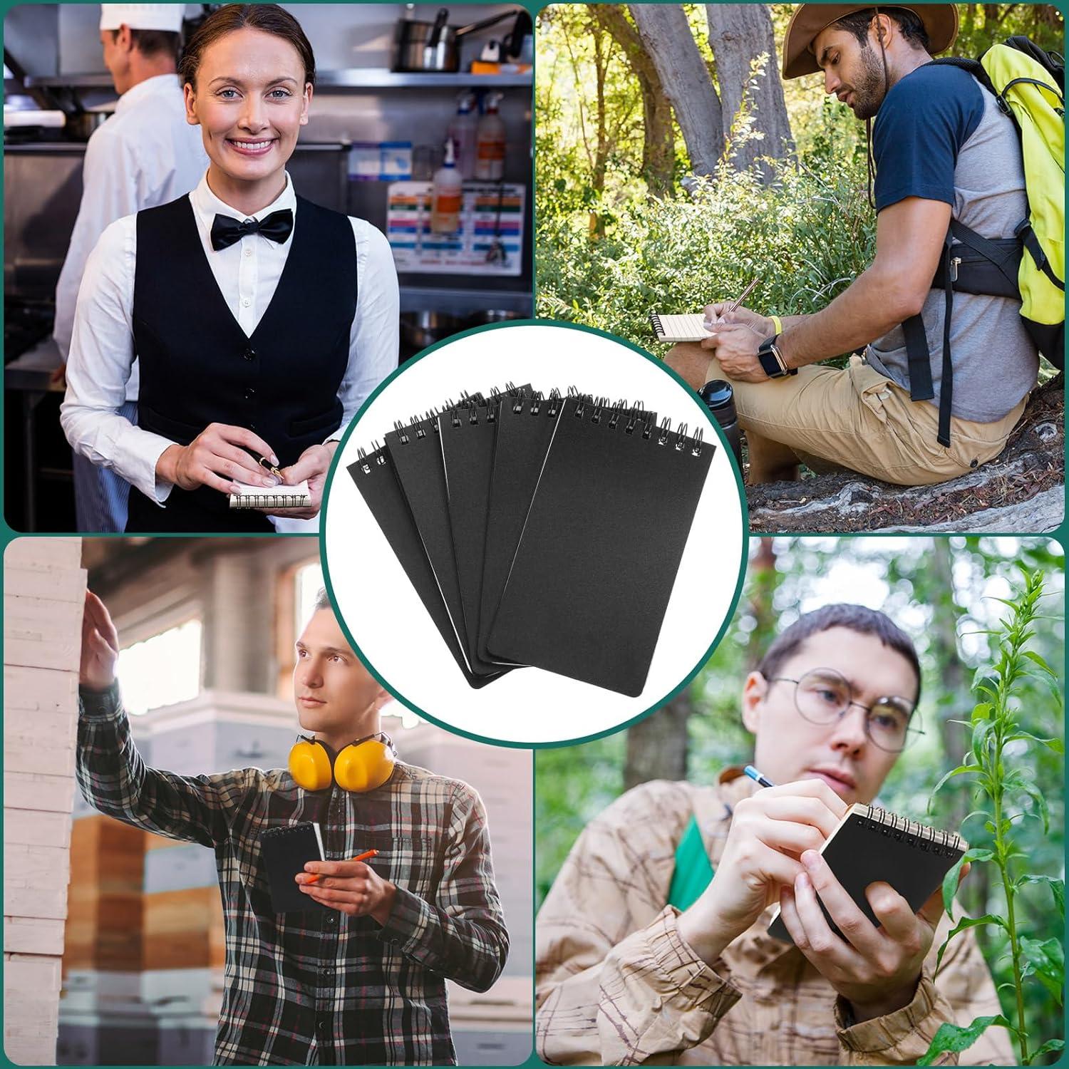 Geyoga Cuadernos Impermeables 3x5 Negro - Paquete de 3