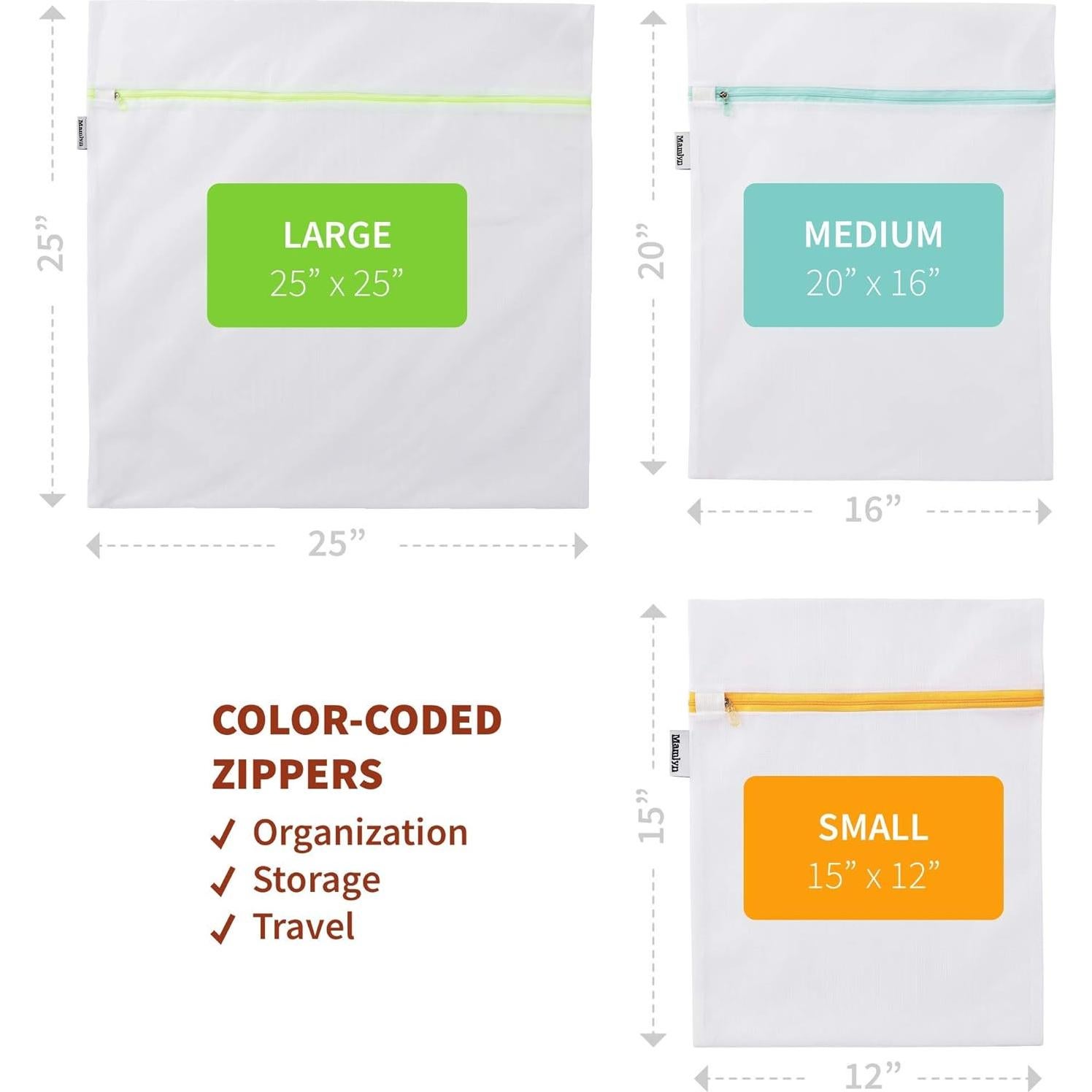 Bolsa de Lavandería de Malla Mamlyn - 5 Piezas (1 Grande, 2 Medianas, 2 Pequeñas)