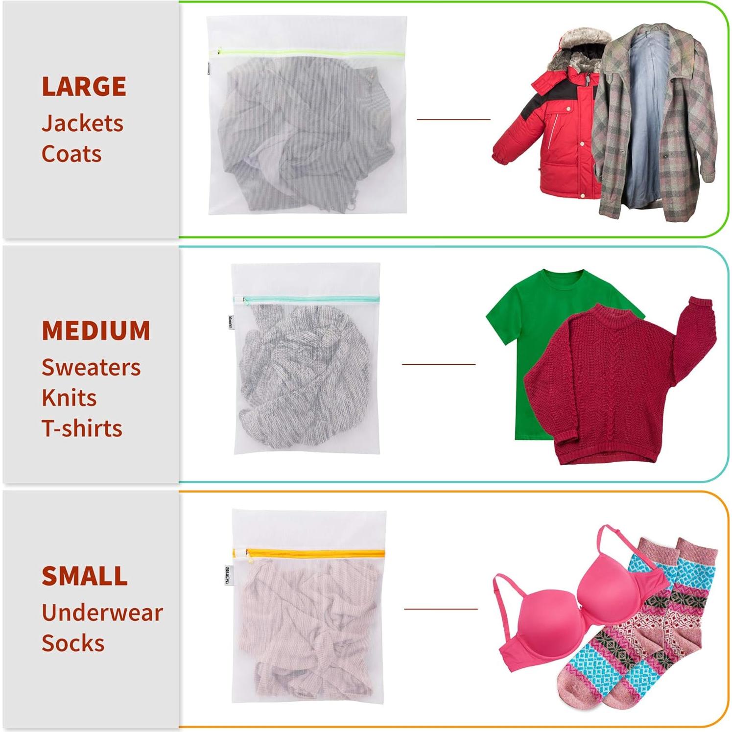 Bolsa de Lavandería de Malla Mamlyn - 5 Piezas (1 Grande, 2 Medianas, 2 Pequeñas)