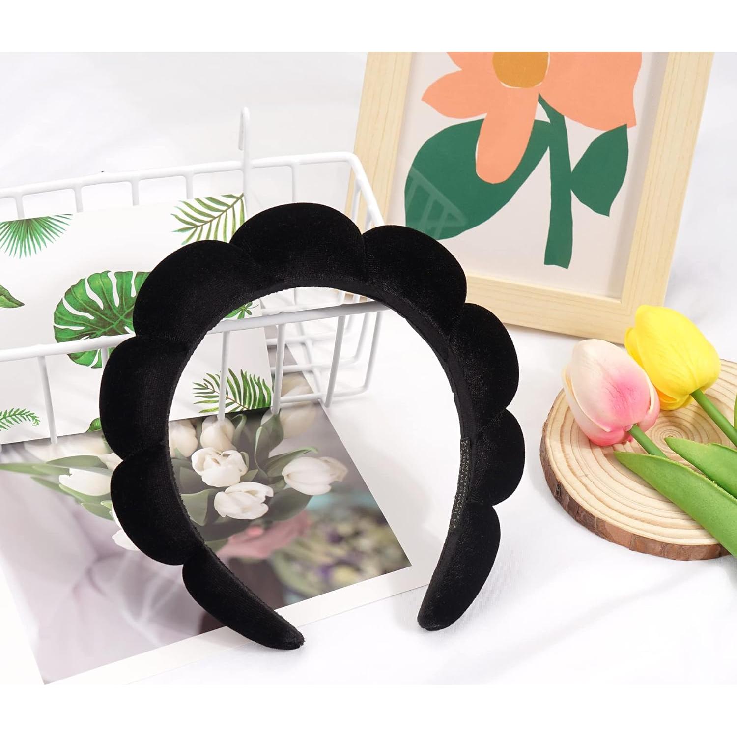 Diadema de Esponja Ayesha para Maquillaje y Cuidado Facial - Negro