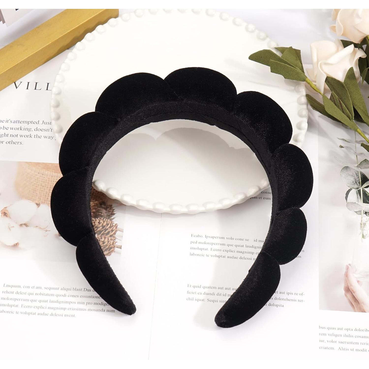 Diadema de Esponja Ayesha para Maquillaje y Cuidado Facial - Negro