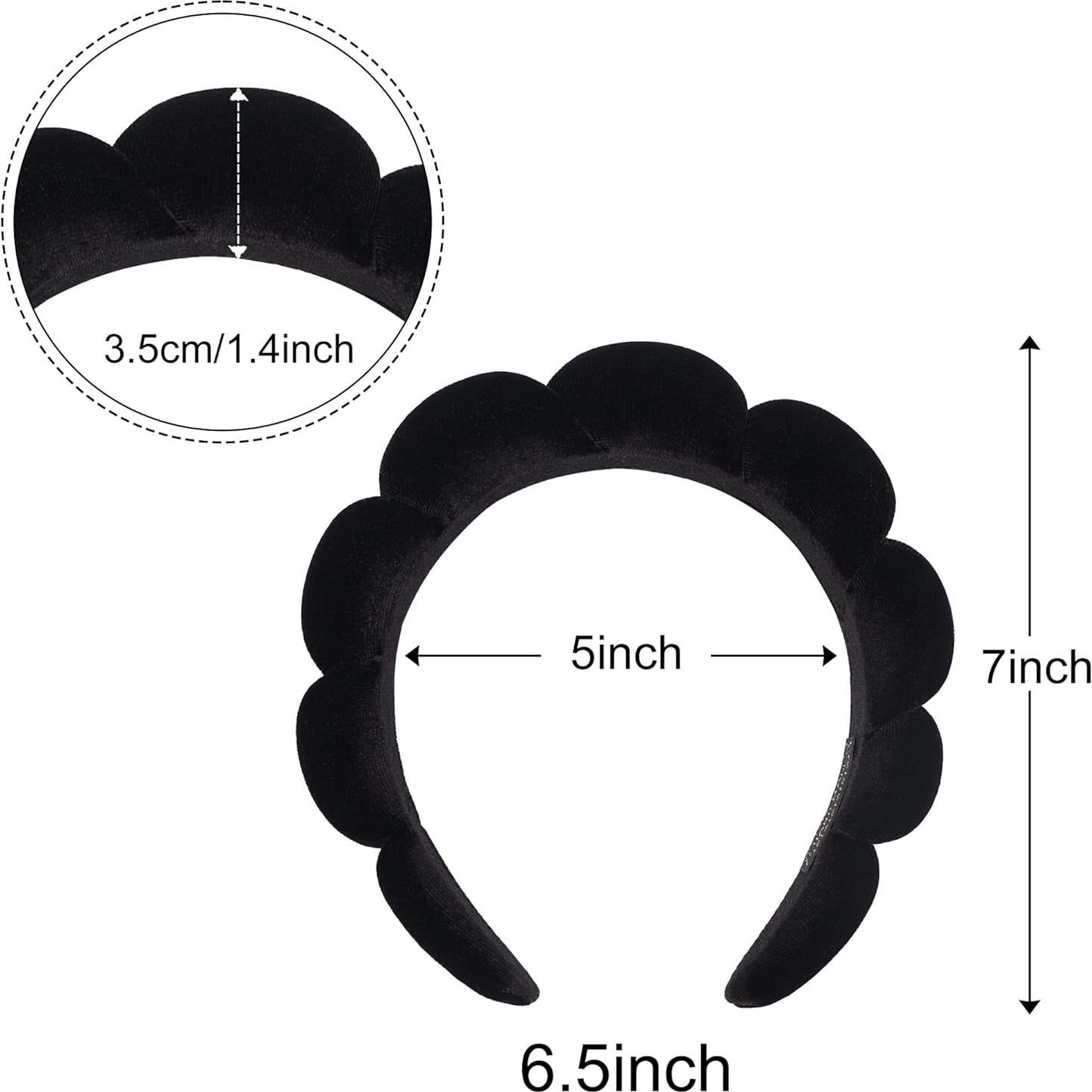 Diadema de Esponja Ayesha para Maquillaje y Cuidado Facial - Negro