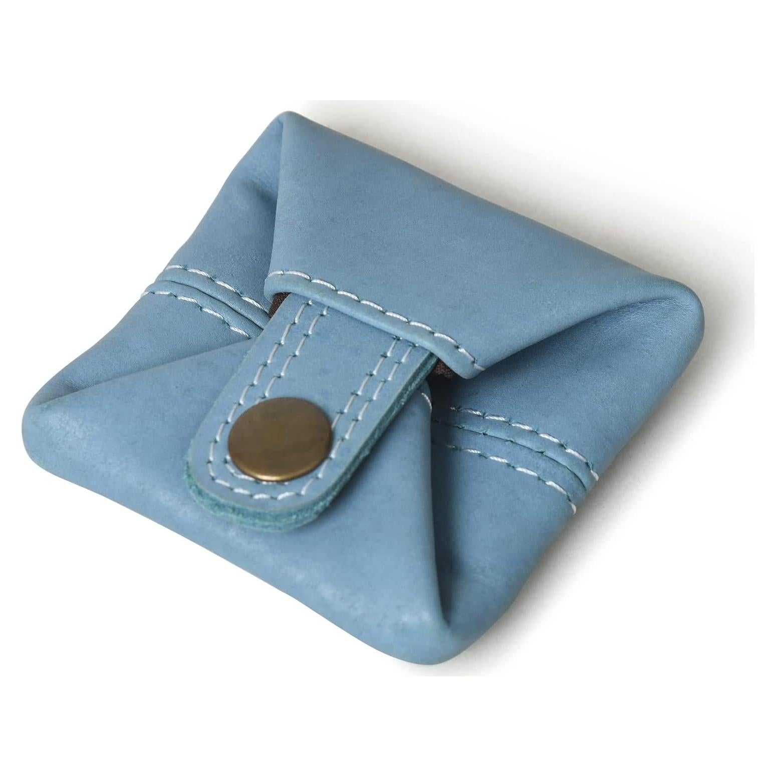 Monedero de Cuero Jajmo Legacy Azul Compacto 7.6x7.6cm