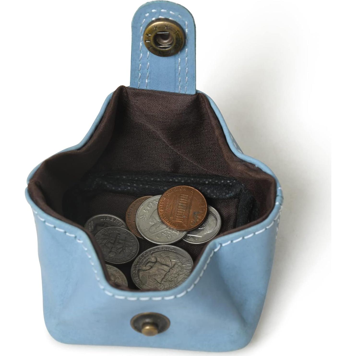 Monedero de Cuero Jajmo Legacy Azul Compacto 7.6x7.6cm