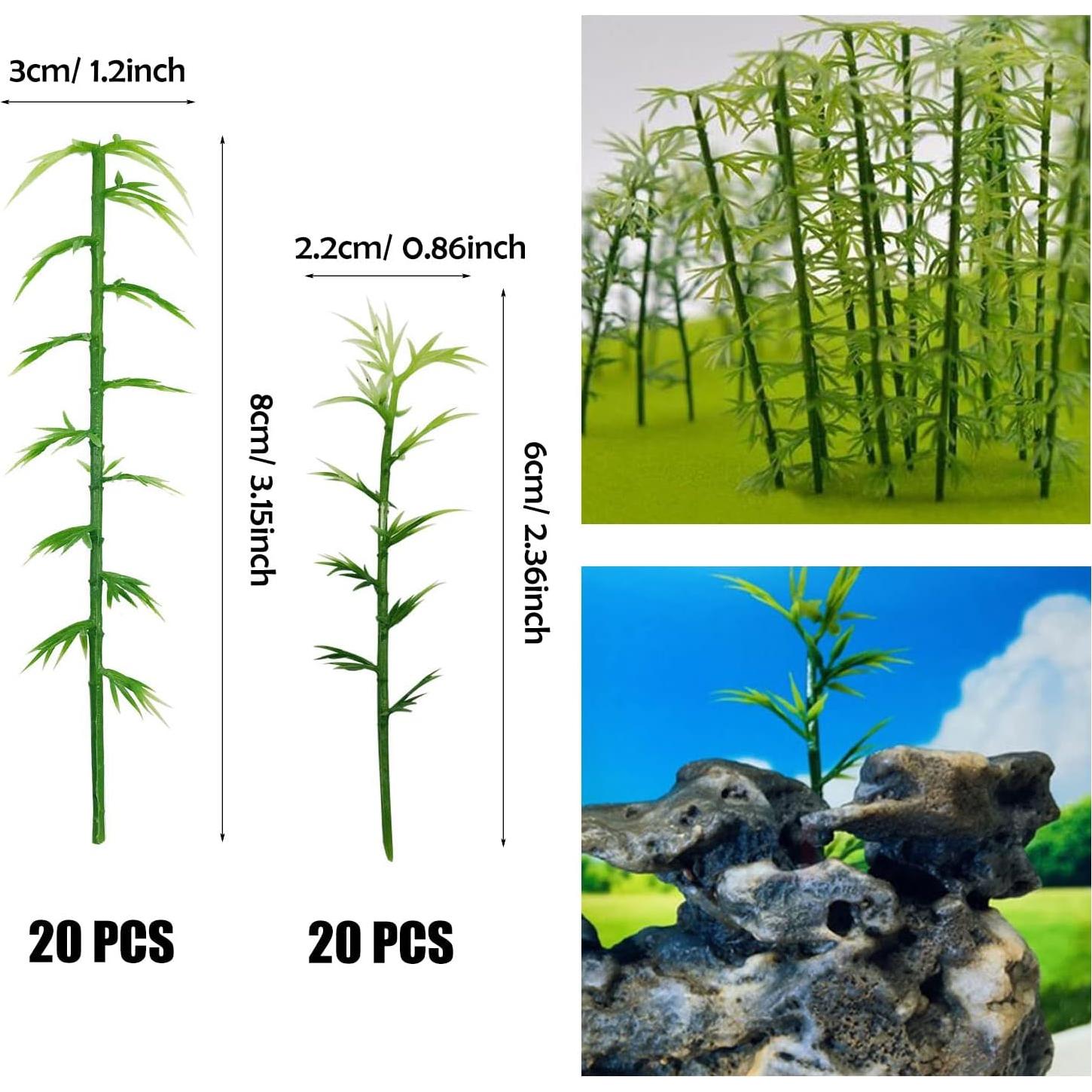 Cayway 40 PCS Árboles de Bambú Plástico Verde 6-8 cm
