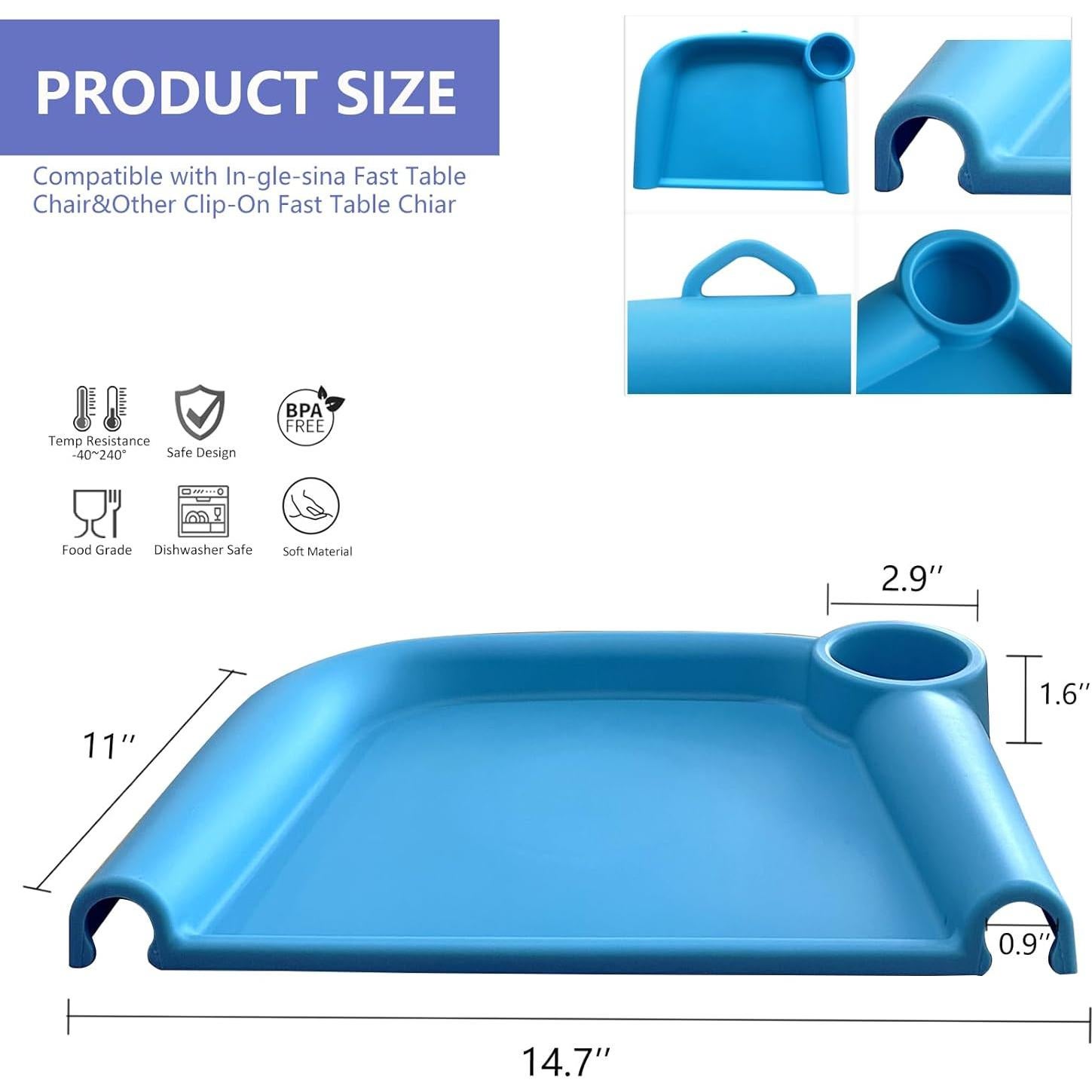 Bandeja de Comida de Silicona Failun para Bebés Azul - Apta para Lavavajillas