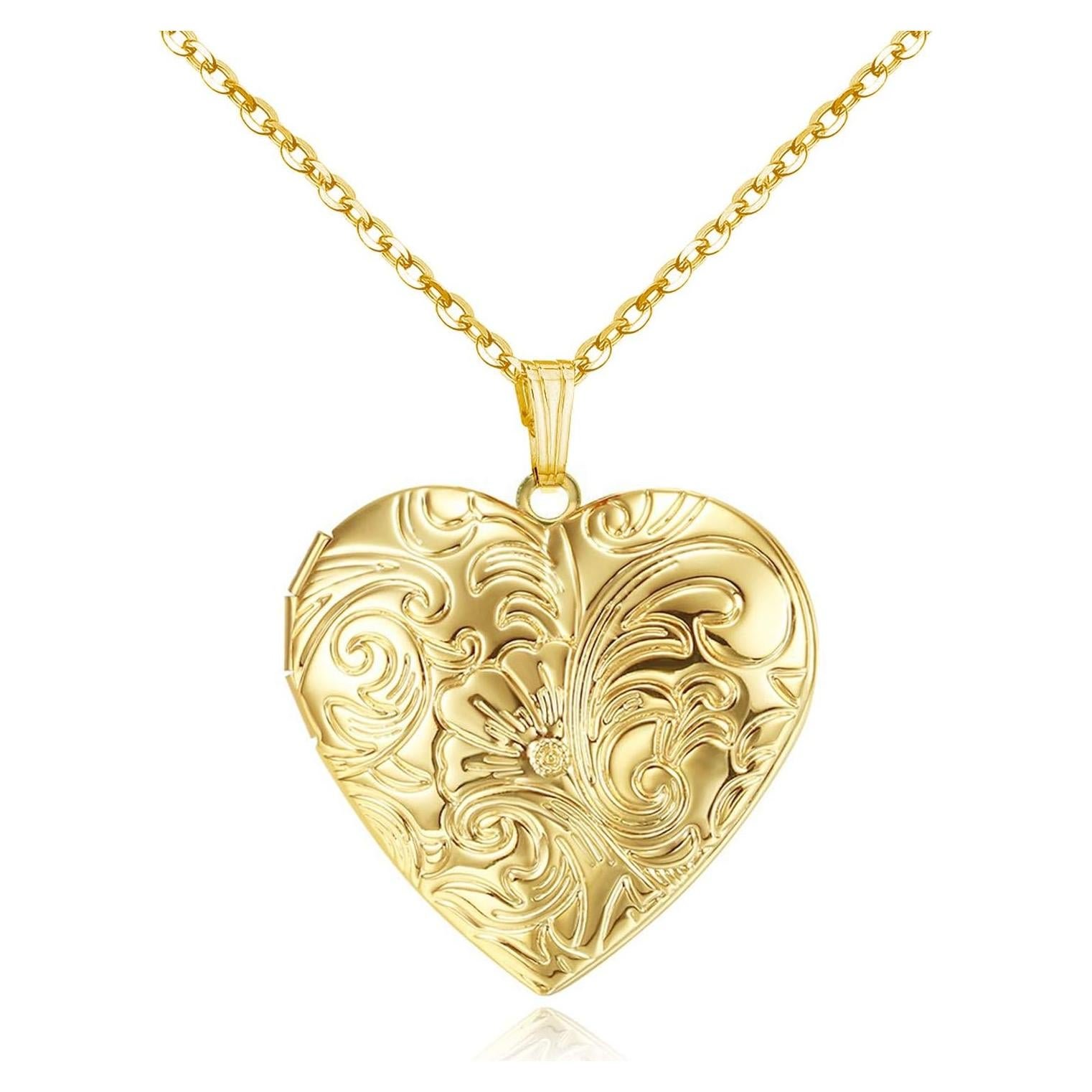 Collar Locket Corazón YOUFENG 18K Baño de Oro con Imágenes