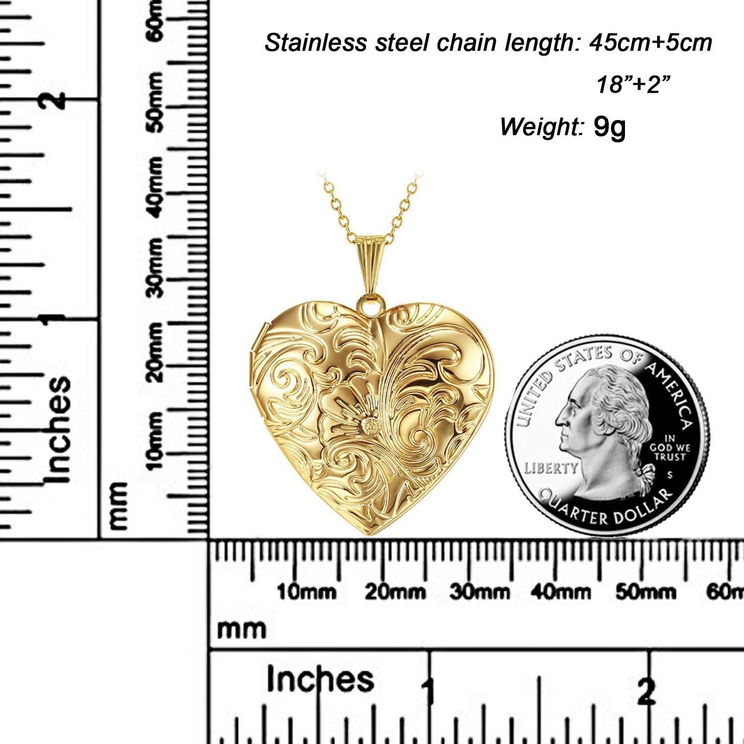 Collar Locket Corazón YOUFENG 18K Baño de Oro con Imágenes