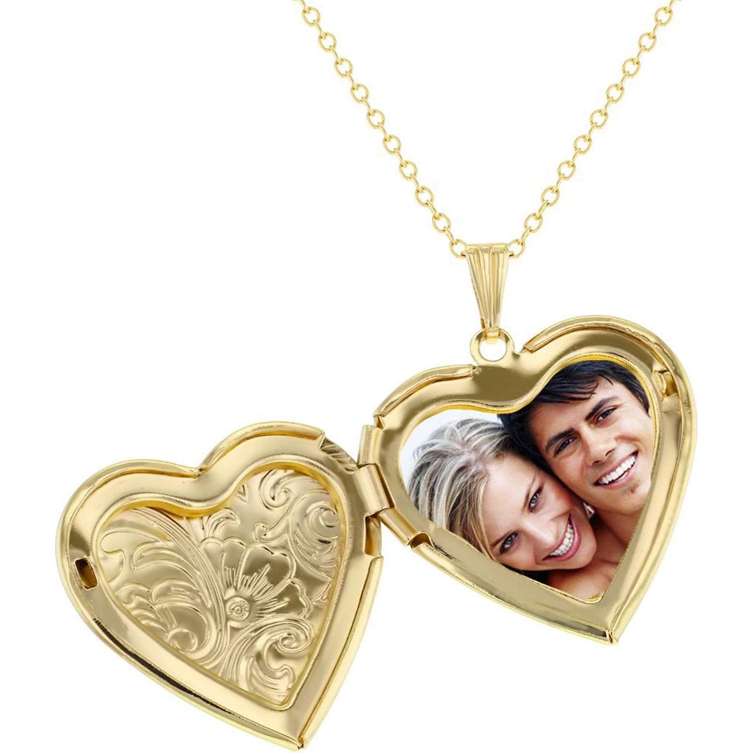 Collar Locket Corazón YOUFENG 18K Baño de Oro con Imágenes