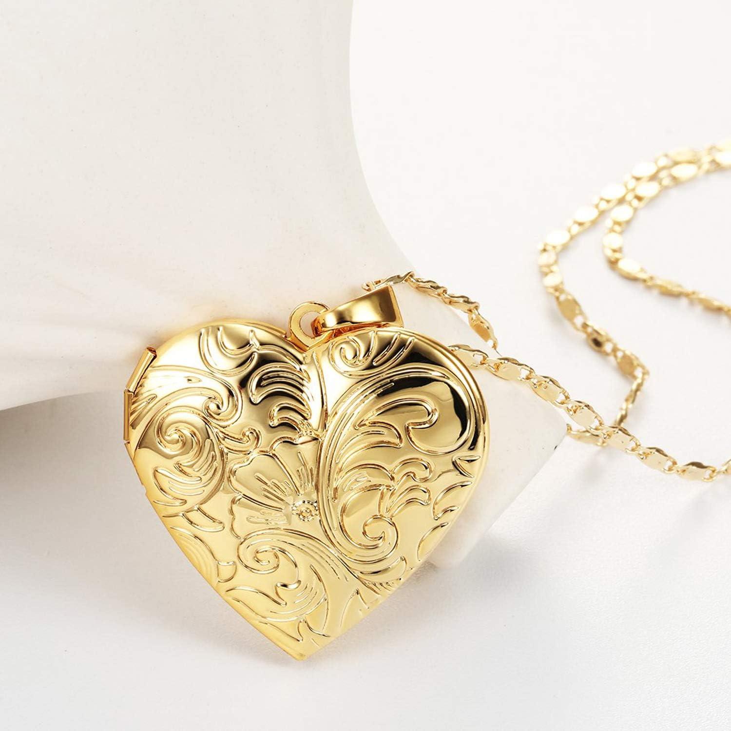 Collar Locket Corazón YOUFENG 18K Baño de Oro con Imágenes