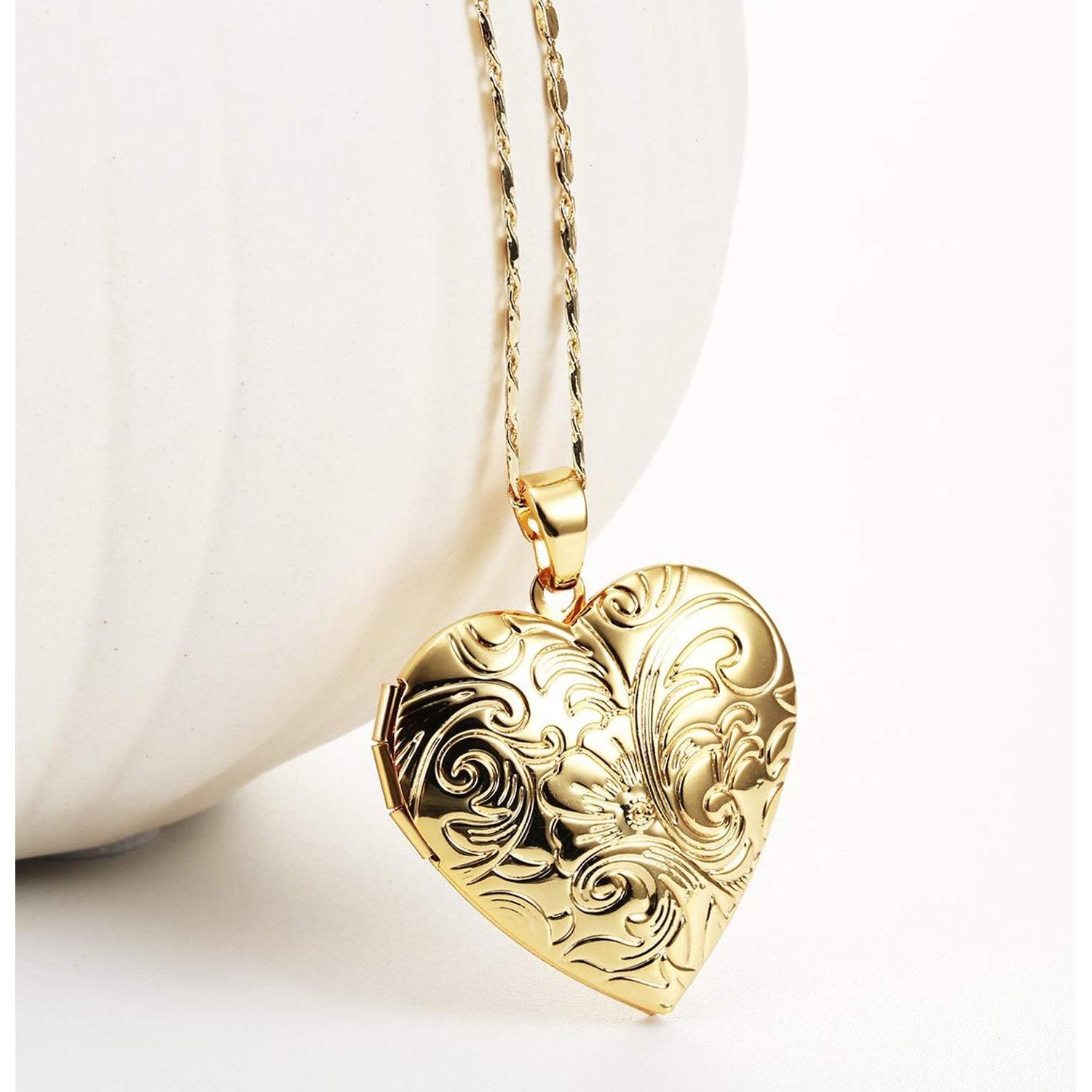 Collar Locket Corazón YOUFENG 18K Baño de Oro con Imágenes